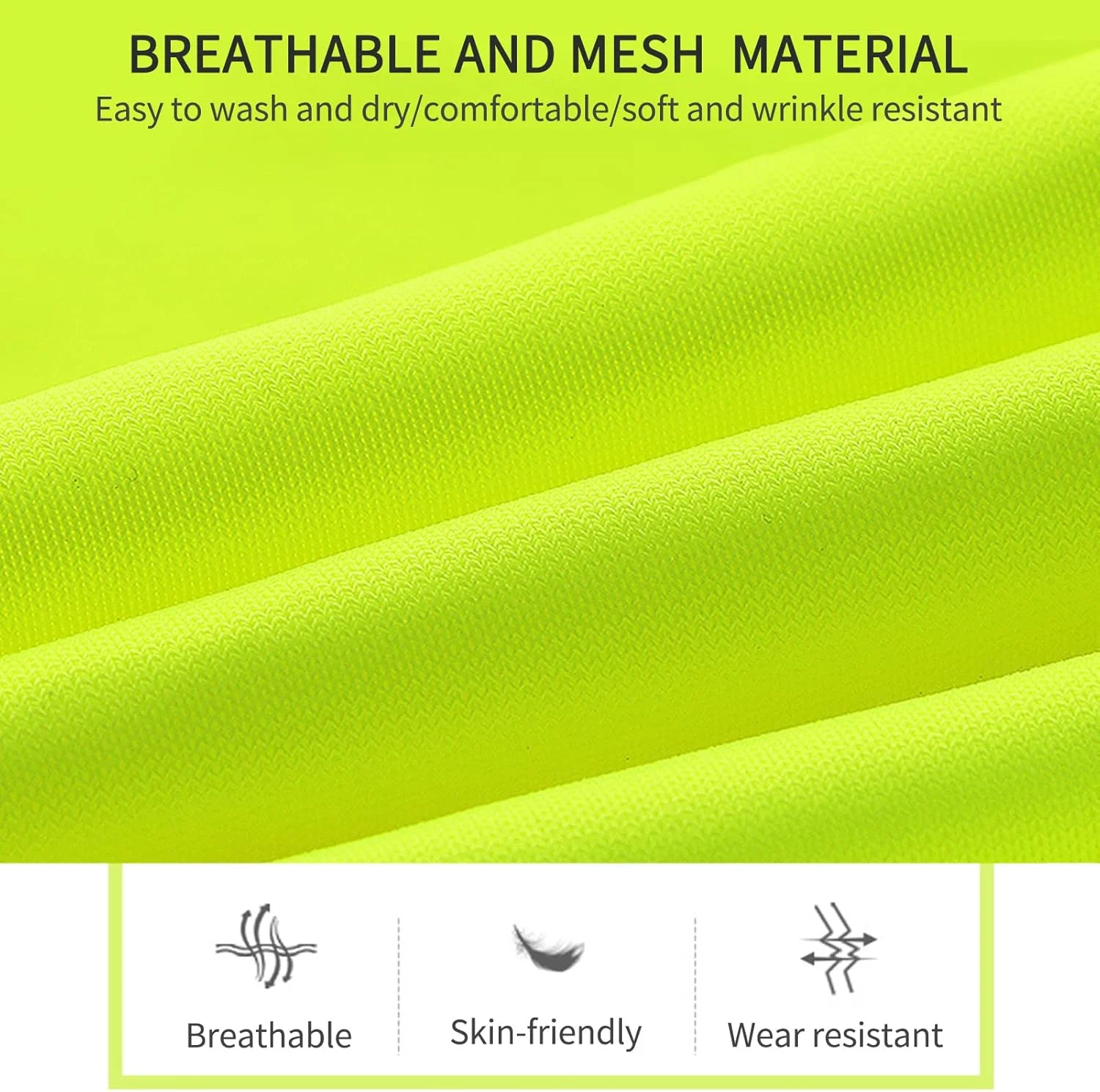 جلیقه ایمنی بازتابنده دید بالا HELEMIY با جیب زیپی، جلیقه های امنیتی با آستر توری، تنفس پذیر، سازگار با پوست و مقاوم در برابر سایش، سایز M، زرد فلورسنت