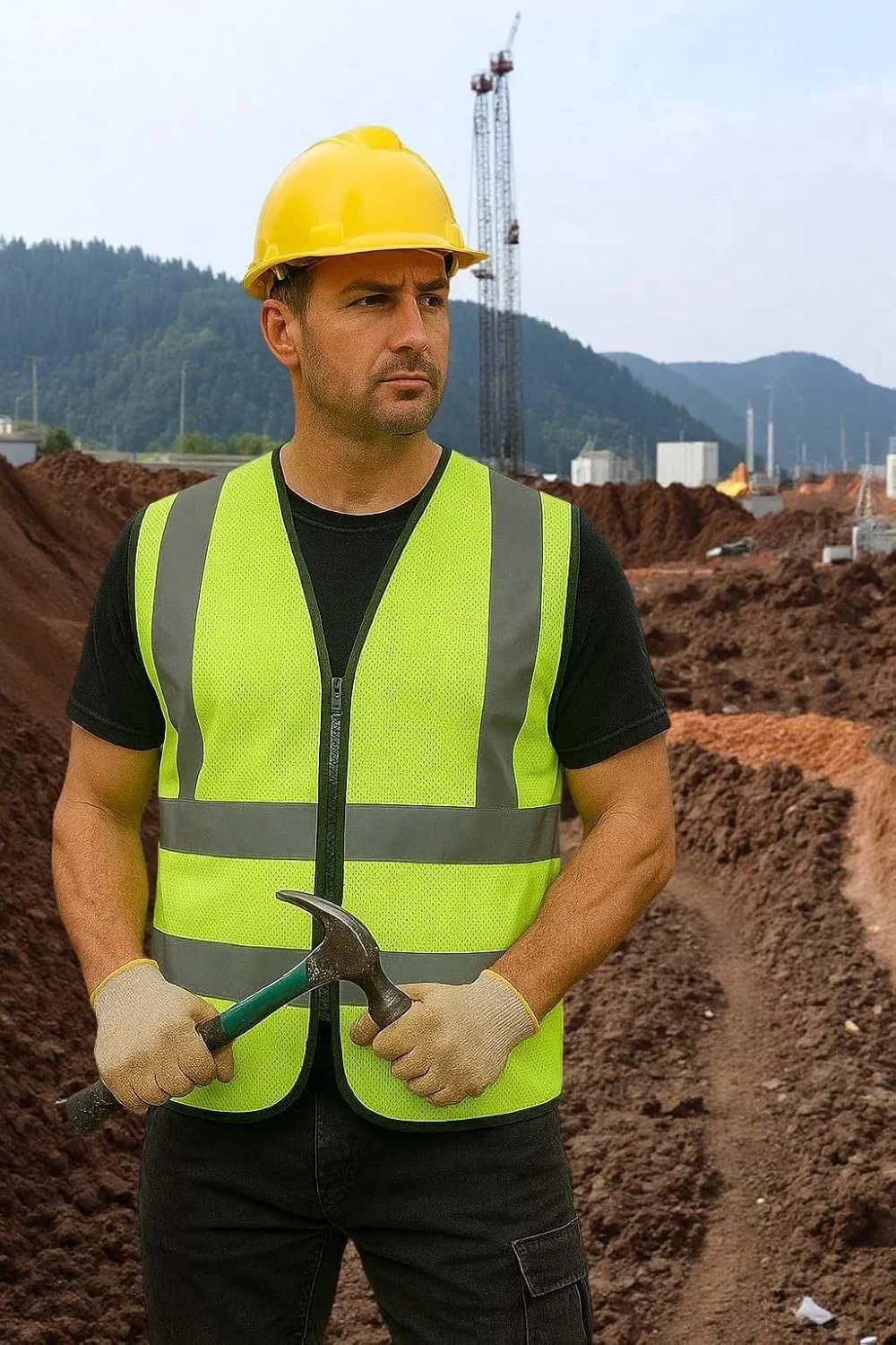 بسته 2 عددی جلیقه ایمنی دید بالا XXL، ژاکت توری بازتابنده با زیپ و بست صدف، مطابق با استاندارد، سبک و قابل تنفس برای ساخت و ساز، کار جاده، دوچرخه سواری، دویدن