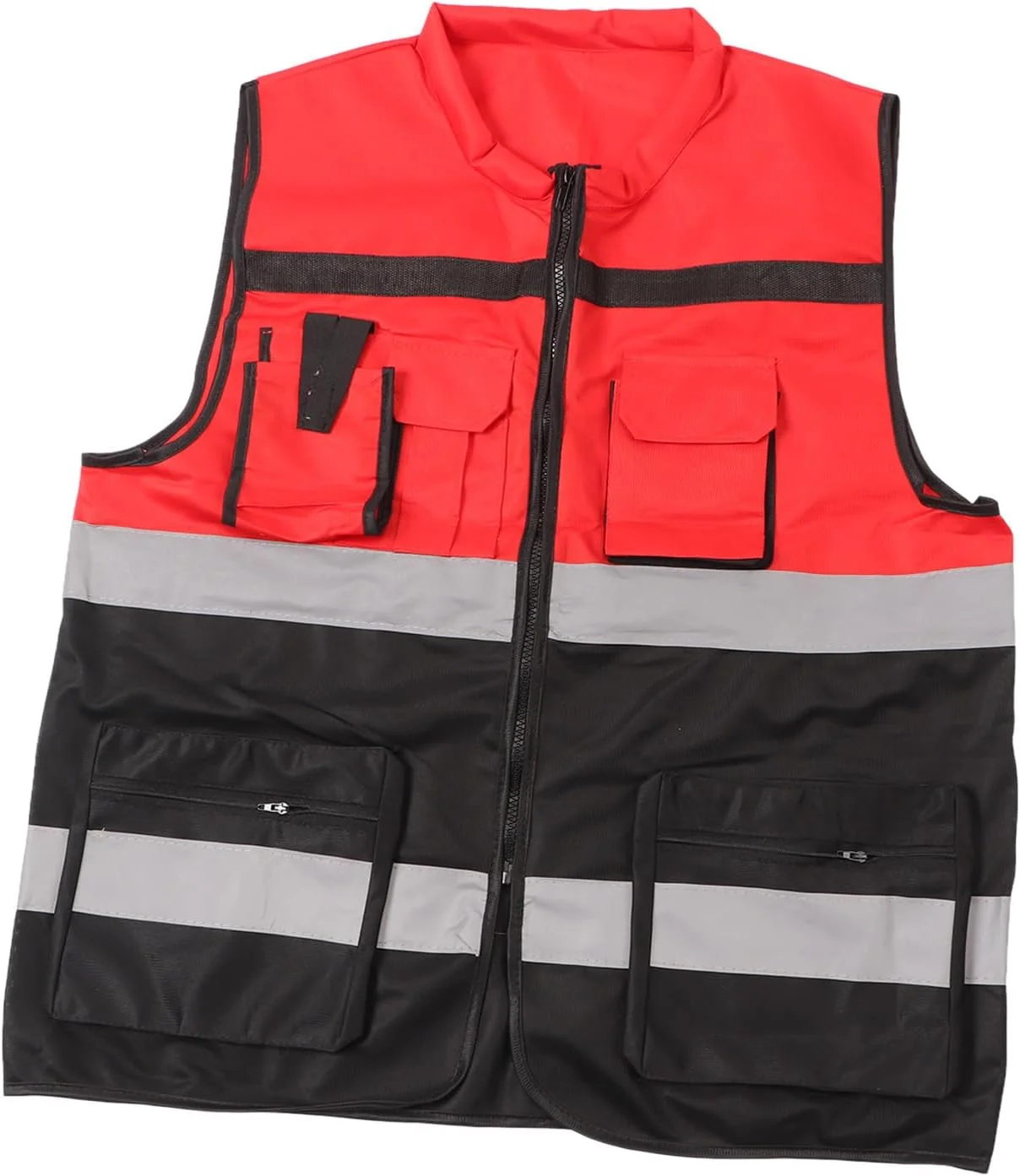 جلیقه کار بازتابنده ایمنی داوز، جلیقه کار ساختمانی دید بالا با رنگ قرمز و مشکی و جیب های متعدد برای معدنچیان و کارخانه جلیقه کار بازتابنده ایمنی داوز، جلیقه کار ساختمانی دید بالا با رنگ قرمز و مشکی و جیب های متعدد برای معدنچیان و کارخانه