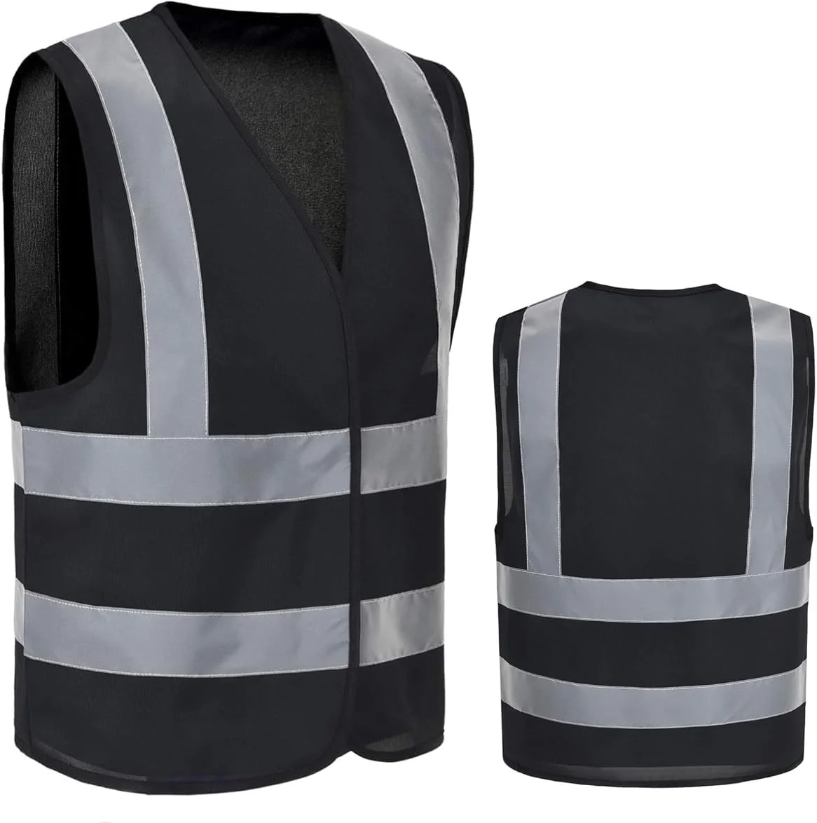 جلیقه ایمنی بازتابنده سویش، مشکی، دید بالا، تنفس پذیر، ژاکت هشدار روز و شب برای ساخت و ساز، ترافیک، دوچرخه سواری