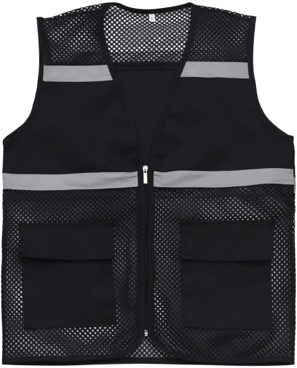 جلیقه های دید بالا برای زنان و مردان، جلیقه ایمنی تنفسی با قابلیت دید بالا، دارای جیب و زیپ، مناسب برای حمل و نقل و مهندسی ساخت و ساز