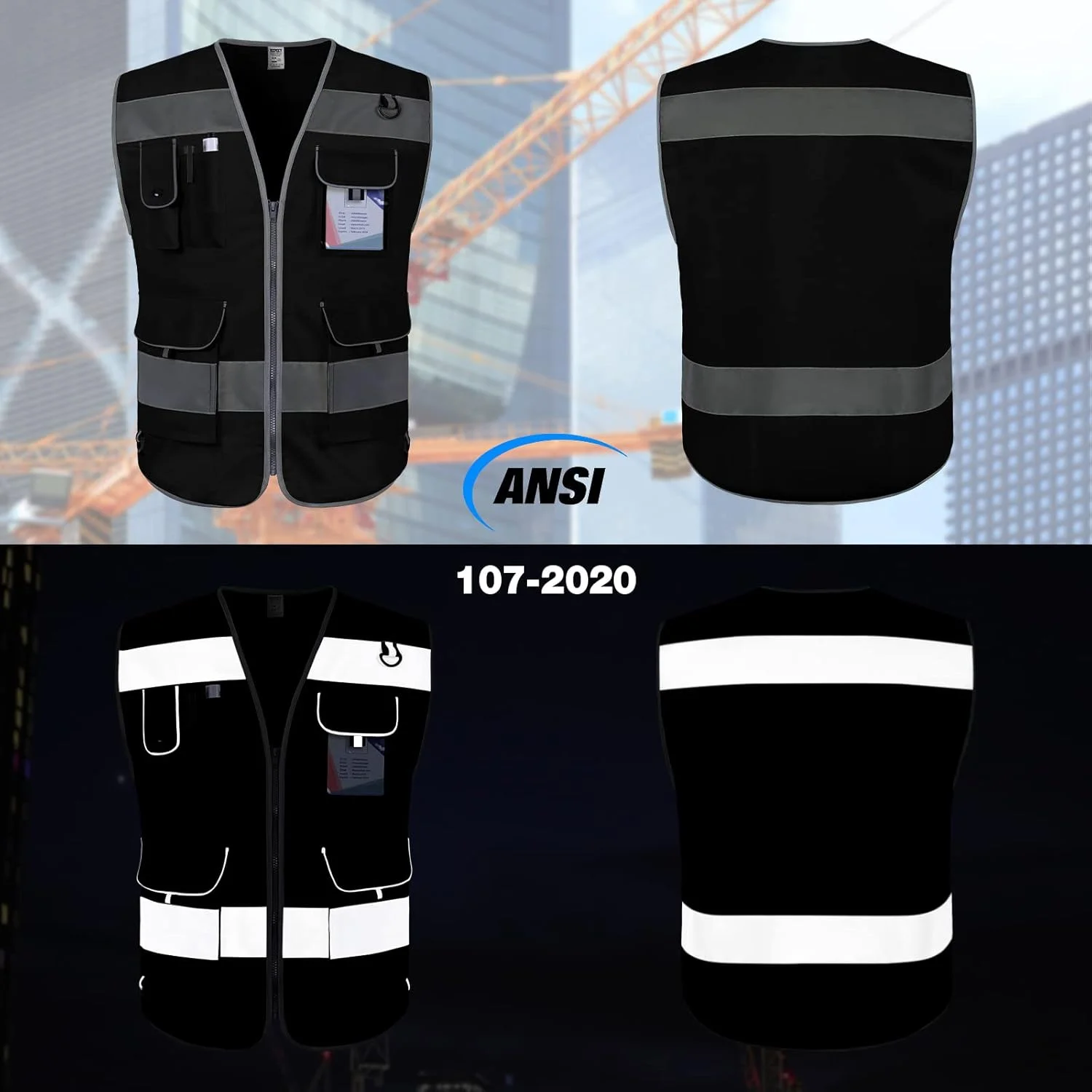 جلیقه ایمنی بازتابنده سری Bison مدل TCCFCCT مناسب برای بزرگسالان