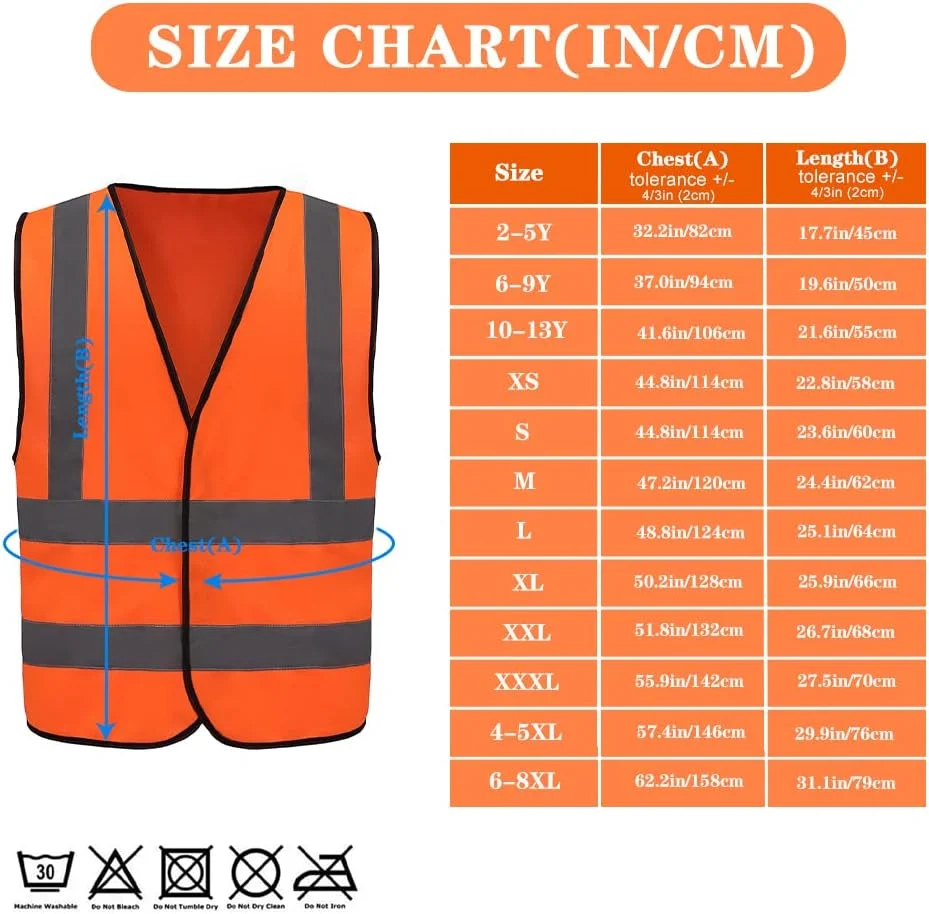 جلیقه شبرنگ ایمنی دید بالا AYKRM، دوازده رنگ انتخابی، مناسب برای کارهای اجرایی (XS-8XL)