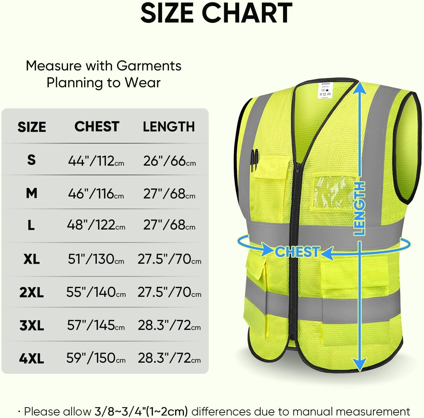 جلیقه ایمنی بازتابنده TICONN با دید بالا، جلیقه توری کلاس II مناسب برای زنان و مردان مطابق با استانداردهای ANSI