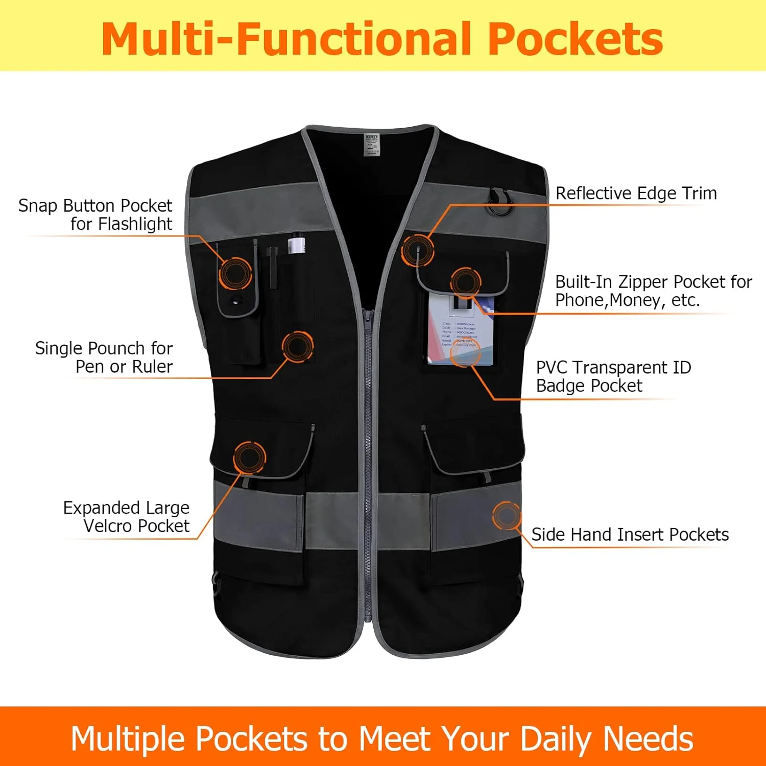 جلیقه ایمنی بازتابنده سری Bison مدل TCCFCCT مناسب برای بزرگسالان