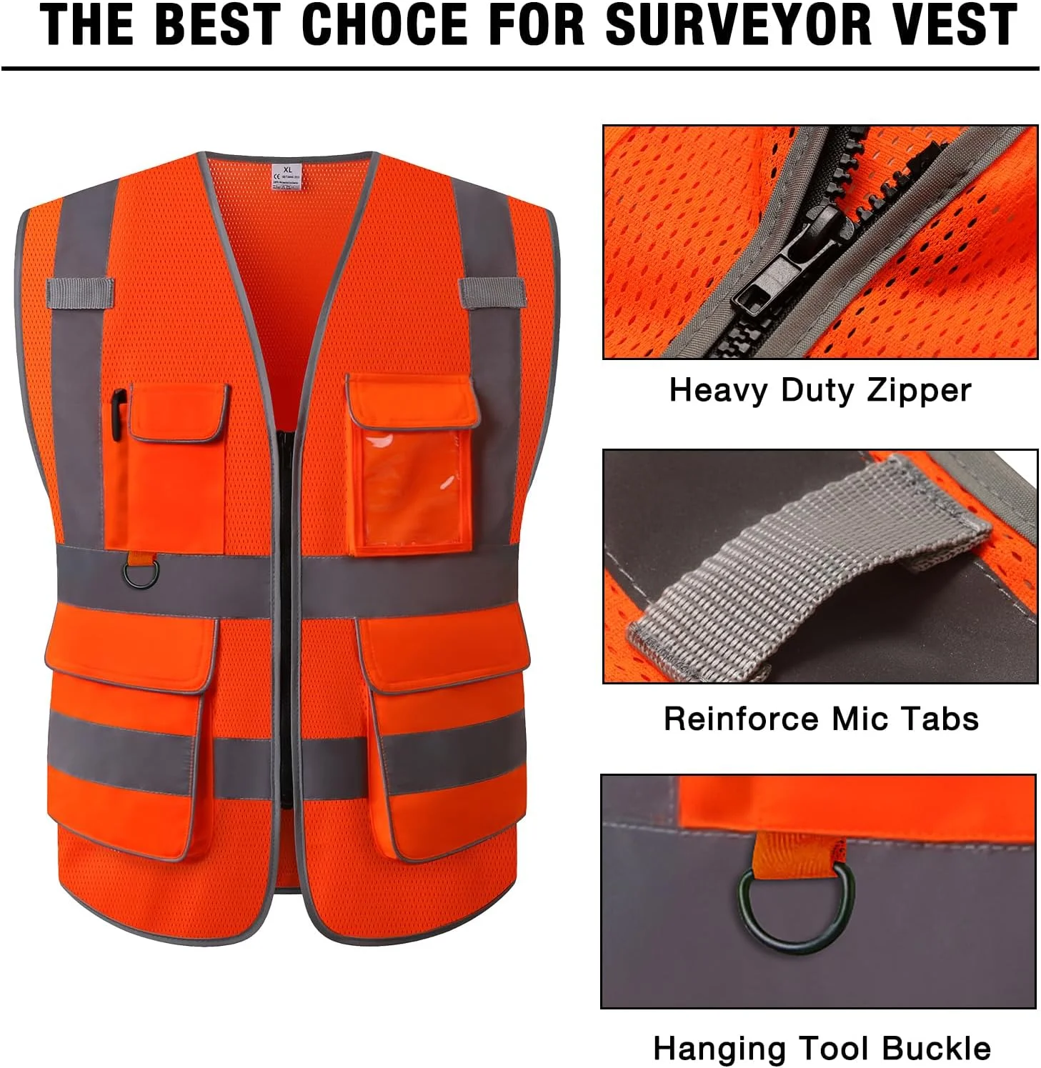 جلیقه ایمنی دید بالا LOHASPRO - جلیقه بازتابنده توری با جیب برای مردان و زنان - مطابق با استانداردهای ANSI/ISEA