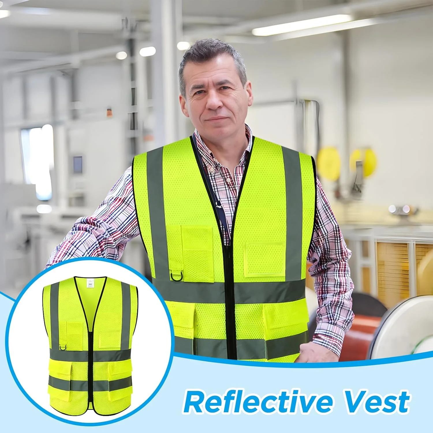 جلیقه ایمنی بازتابنده با جیب و زیپ، جلیقه ساختمانی دید بالا برای مردان و زنان، جلیقه کار نئون تنفسی برای مردان و زنان، کار، ساخت و ساز، دوچرخه سواری، دویدن، نقشه برداری، داوطلبانه