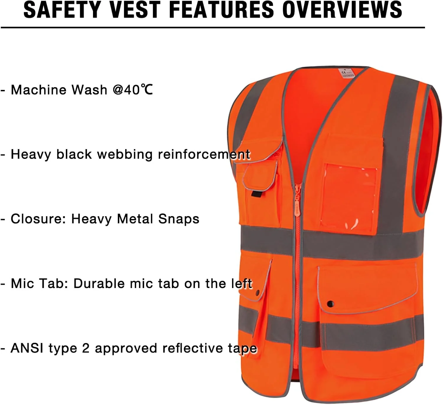 جلیقه ایمنی دید بالا LOHASPRO - جلیقه بازتابنده توری با جیب برای مردان و زنان - مطابق با استانداردهای ANSI/ISEA