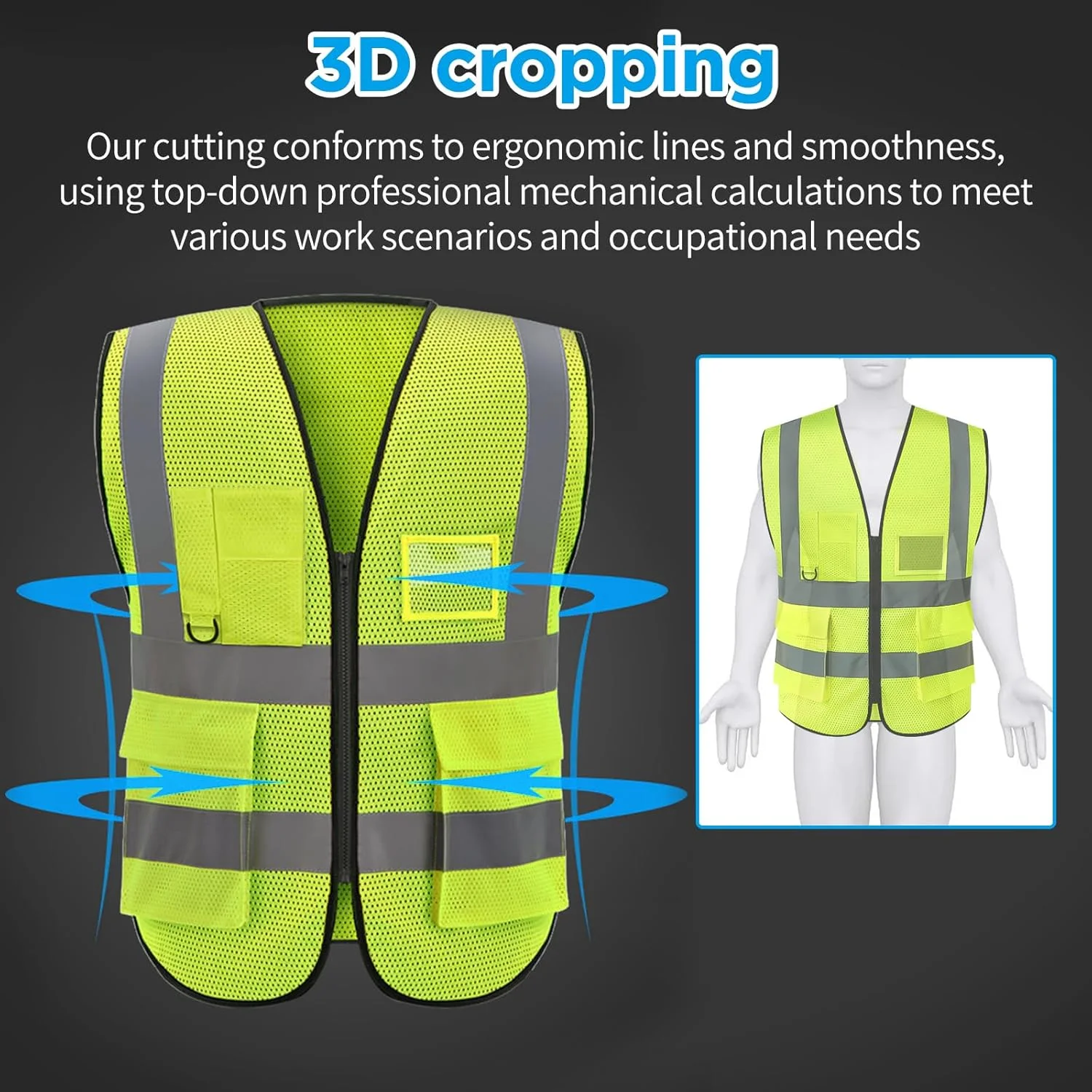 جلیقه ایمنی بازتابنده با جیب و زیپ، جلیقه ساختمانی دید بالا برای مردان و زنان، جلیقه کار نئون تنفسی برای مردان و زنان، کار، ساخت و ساز، دوچرخه سواری، دویدن، نقشه برداری، داوطلبانه