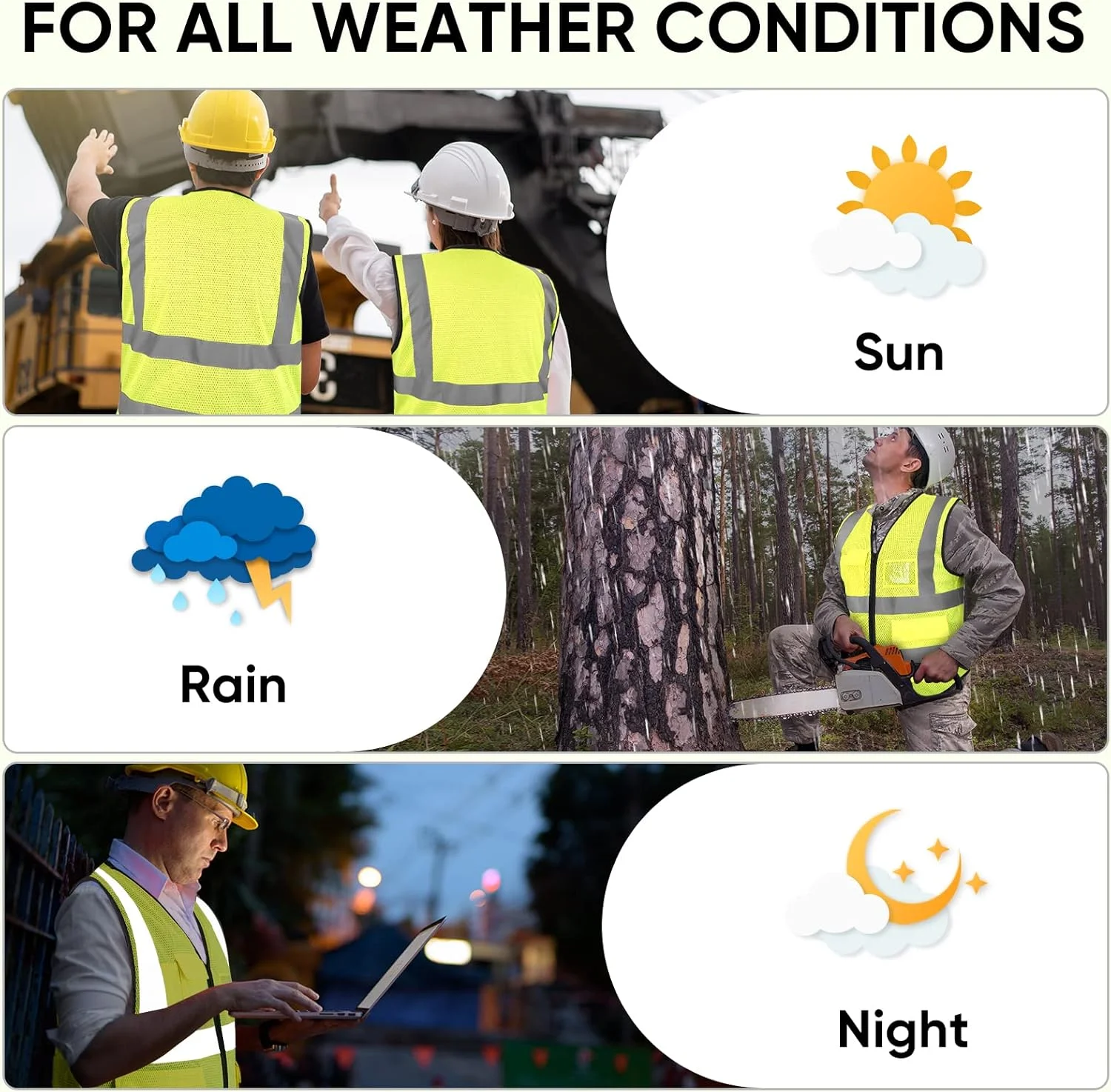 جلیقه ایمنی بازتابنده TICONN با دید بالا، جلیقه توری کلاس II مناسب برای زنان و مردان مطابق با استانداردهای ANSI