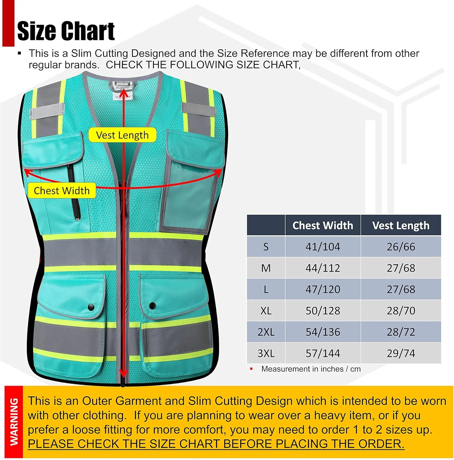 جلیقه ایمنی بازتابنده توری دید بالا HATAUNKI برای زنان، با 8 جیب و زیپ جلو، مطابق با استانداردهای ANSI/ISEA