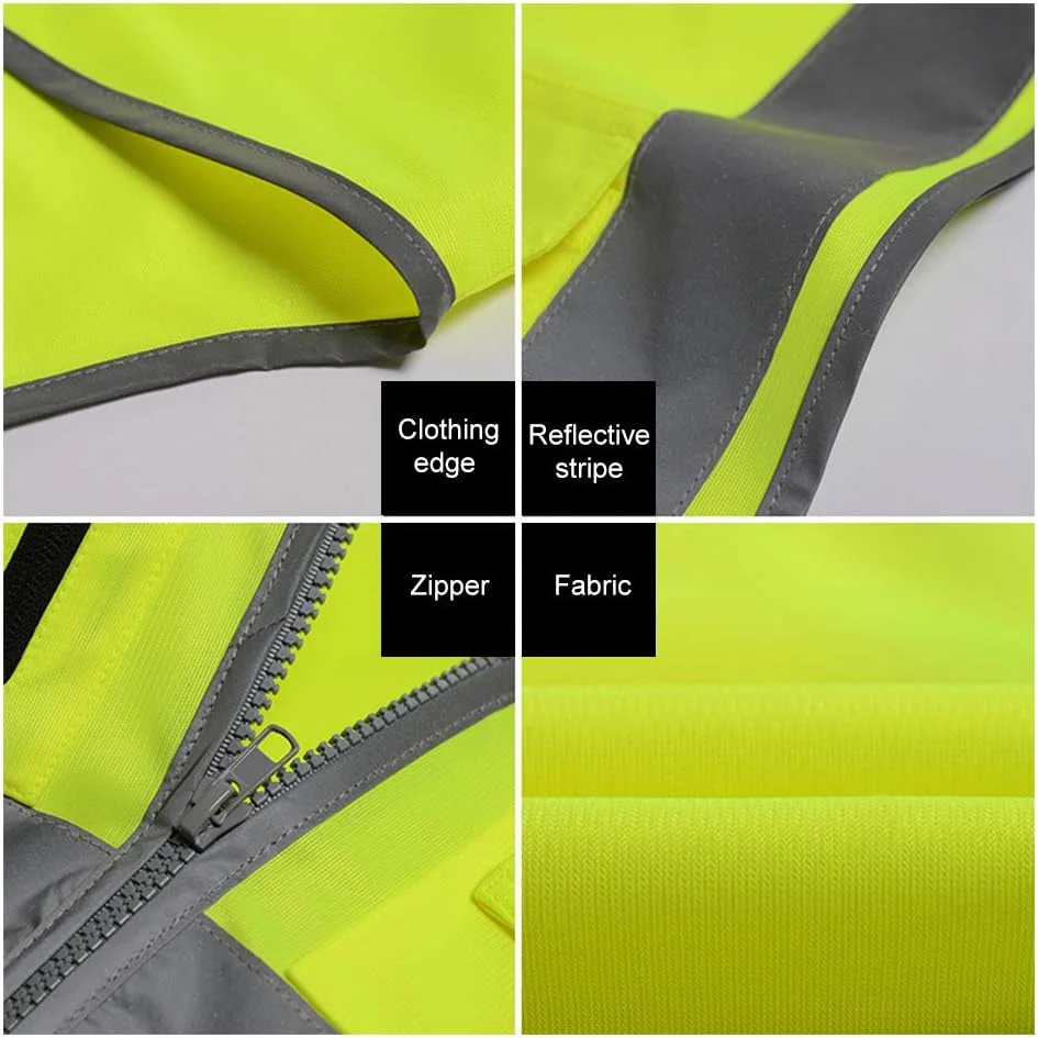 جلیقه ایمنی بازتابنده دید بالا Lixada-1 Lixada جلیقه بازتابنده چند جیب لباس کار لباس کار امنیتی لباس کار روز شب موتور سیکلت دوچرخه سواری جلیقه ایمنی هشدار دهنده