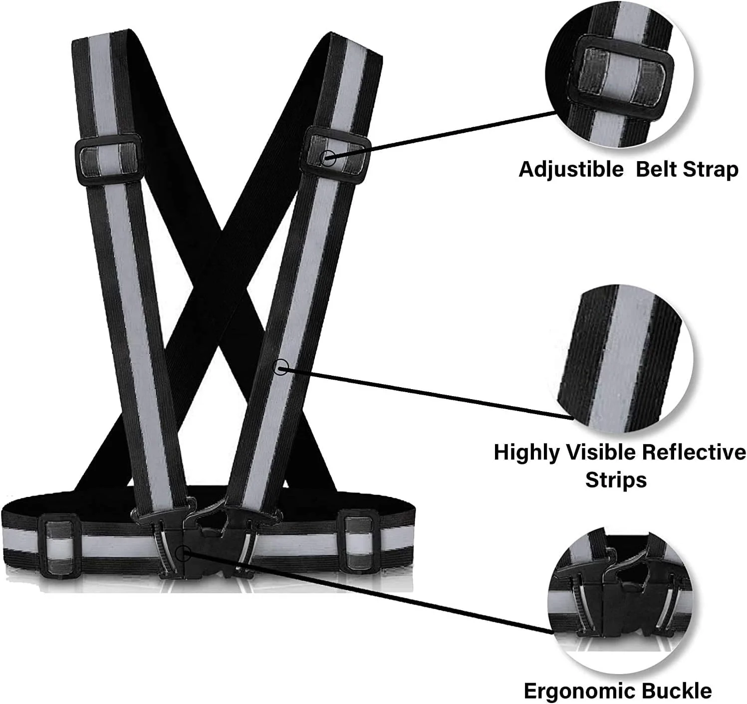 جلیقه بازتابنده قابل تنظیم ECVV برای ایمنی با دید بالا (مشکی)