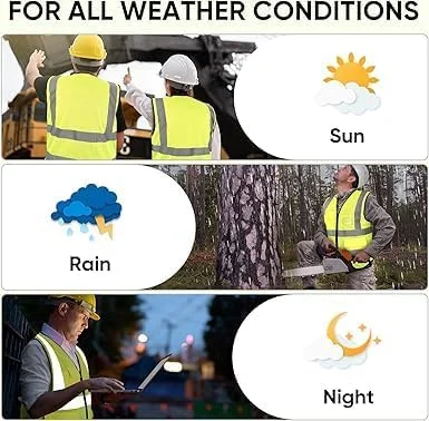 جلیقه ایمنی بازتابنده، جلیقه کار ساختمانی، جلیقه توری دید بالا کلاس II برای زنان و مردان، مطابق با استاندارد ANSI/ISEA (سبز)