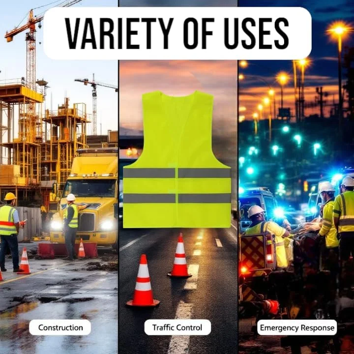 جلیقه ایمنی بازتابنده مدار سبز، بسته 5 عددی، توری سبک وزن دید بالا برای مردان و زنان، ژاکت های تنفسی Hi Vis با نوارهای 360 درجه، ایده آل برای ساخت و ساز، کنار جاده، انبار، دوچرخه سواری