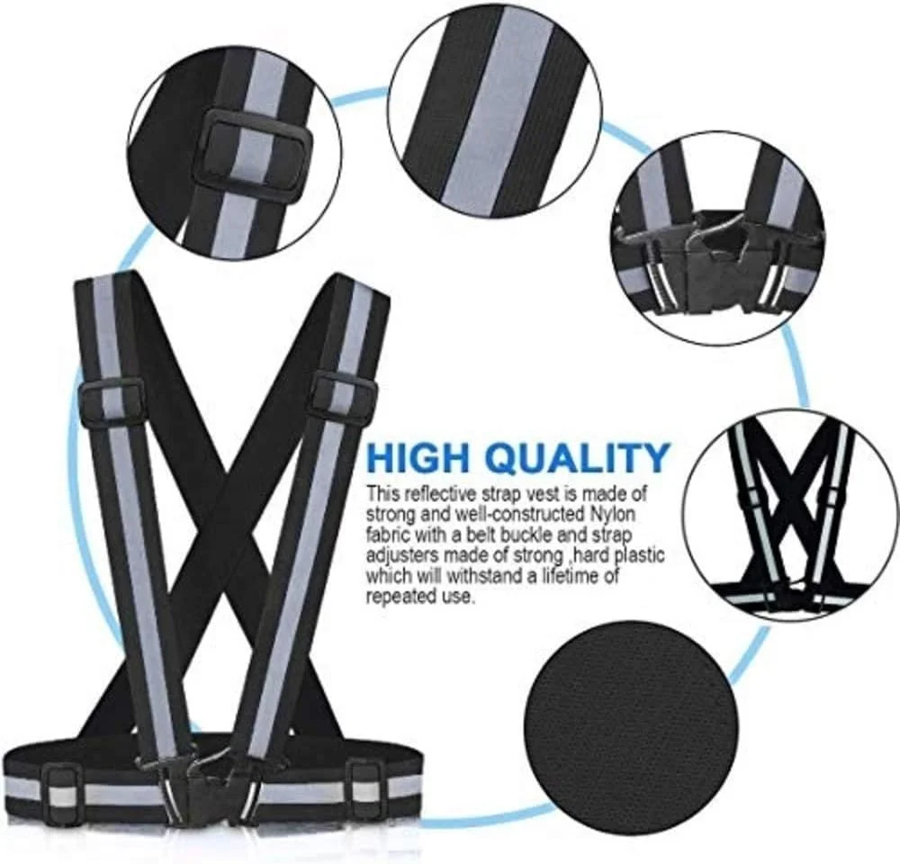 جلیقه بازتابنده قابل تنظیم ECVV برای ایمنی با دید بالا (مشکی)