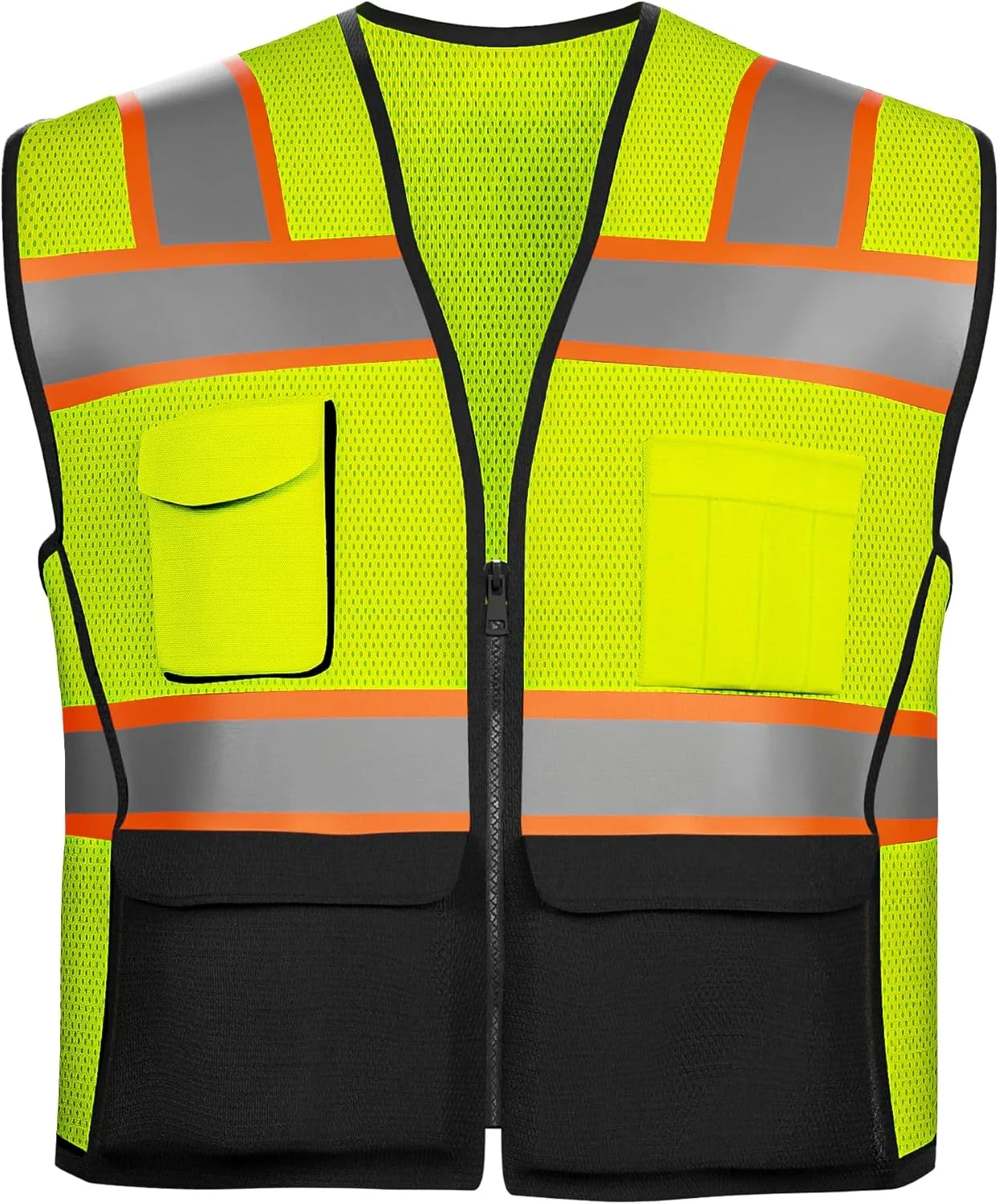 جلیقه ایمنی بازتابنده با جیب و زیپ، جلیقه ایمنی سنگین با دید بالا، توری ساخته شده با نوار بازتابنده جلیقه ایمنی بازتابنده با جیب و زیپ، جلیقه ایمنی سنگین با دید بالا، توری ساخته شده با نوار بازتابنده