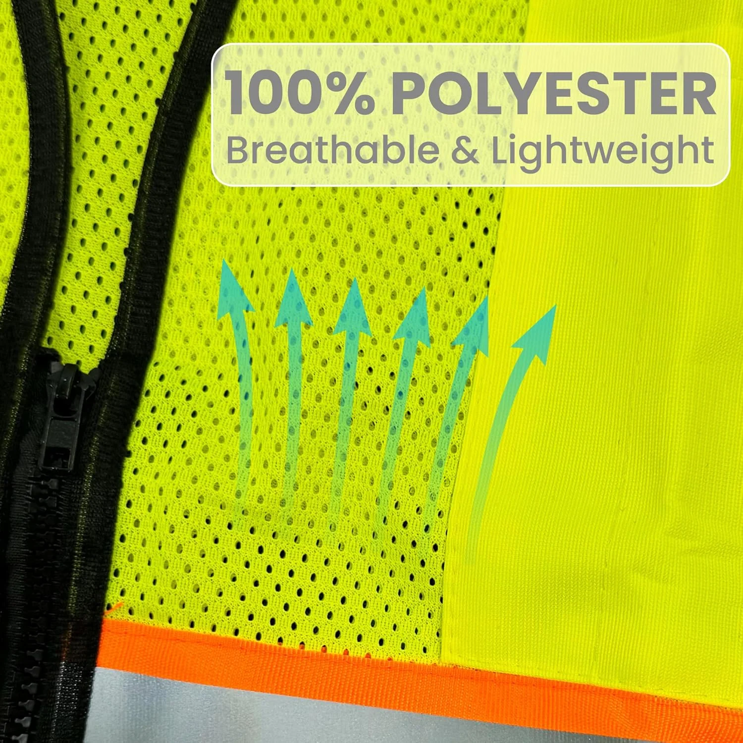 جلیقه ایمنی بازتابنده با جیب و زیپ، جلیقه ایمنی سنگین با دید بالا، توری ساخته شده با نوار بازتابنده