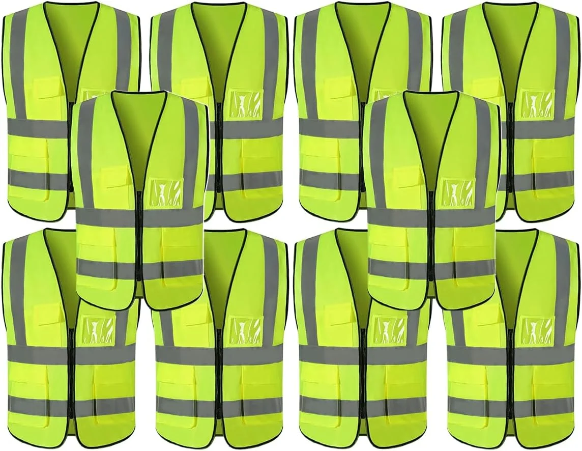 جلیقه ایمنی بازتابنده ECVV رنگ نئون روشن با نوارهای بازتابنده 2 اینچی و جیب - زیپ جلو سایز متوسط آزاد جلیقه ایمنی بازتابنده ECVV رنگ نئون روشن با نوارهای بازتابنده 2 اینچی و جیب - زیپ جلو سایز متوسط آزاد