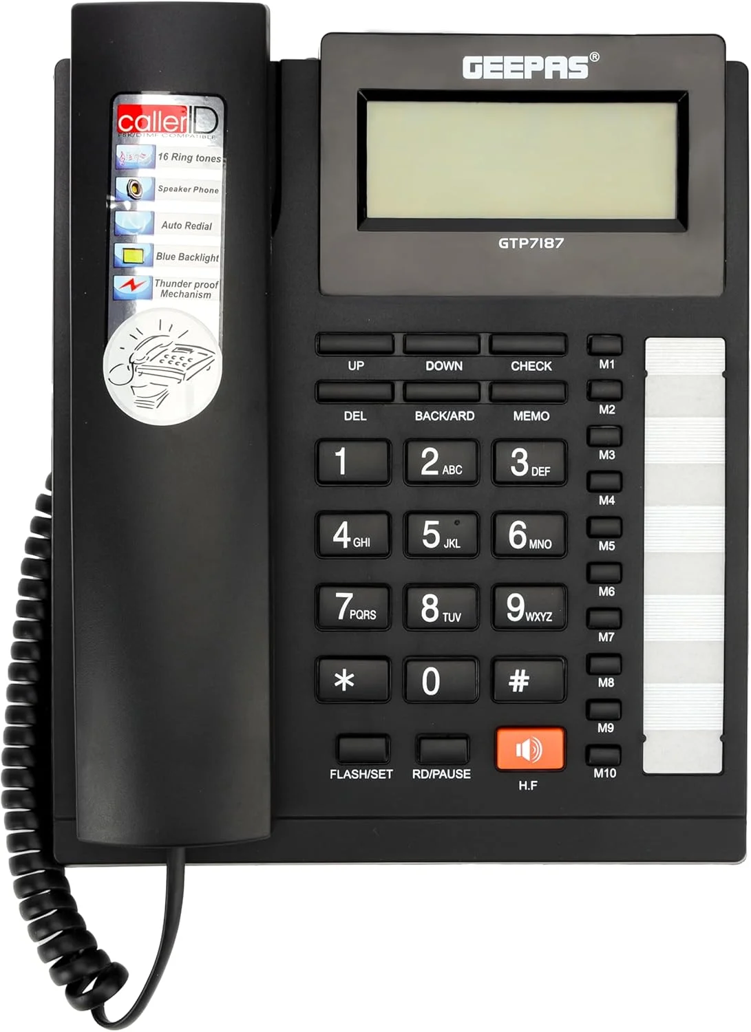 تلفن مدیریتی جیپاس مدل GTP7187 با قابلیت نمایش شماره تماس گیرنده (16 رقم) - ضبط 15 تماس خروجی و 50 تماس ورودی با قابلیت شماره گیری مجدد خودکار | تماس هندزفری