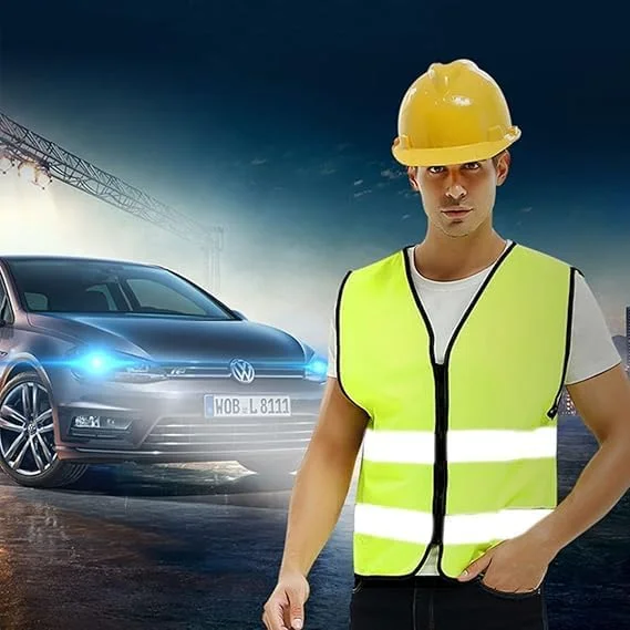 جلیقه ایمنی بازتابنده ECVV، دید بالا، تنفس پذیر، ژاکت هشدار دهنده، رنگ نئون روشن با نوارهای بازتابنده 2 اینچی - جلو زیپ دار (سبز)