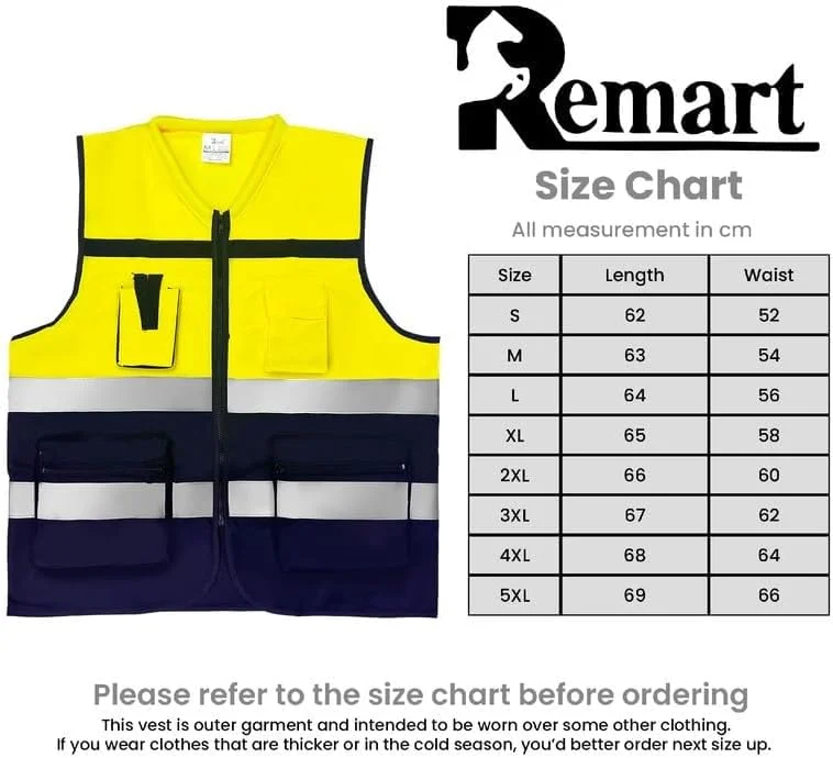 جلیقه ایمنی Remart با جیب های کاربردی و بست زیپی، جلیقه ایمنی پلی استر با دید 360 درجه بالا (Vest-017-زرد و مشکی) جلیقه ایمنی Remart با جیب های کاربردی و بست زیپی، جلیقه ایمنی پلی استر با دید 360 درجه بالا (Vest-017-زرد و مشکی)