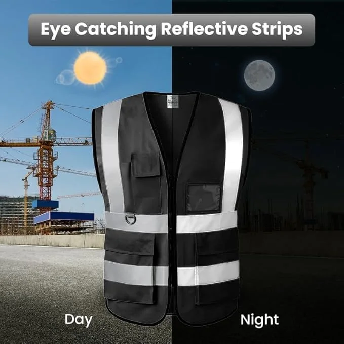 جلیقه ایمنی بزرگسالان Remart، دید بالا، پلی استر، سایز آزاد، نارنجی، یکدست، دارای زیپ، بازتاب 360 درجه، چند جیب، برای بزرگسالان شاغل، متخصصان ایمنی، کارگران فضای باز