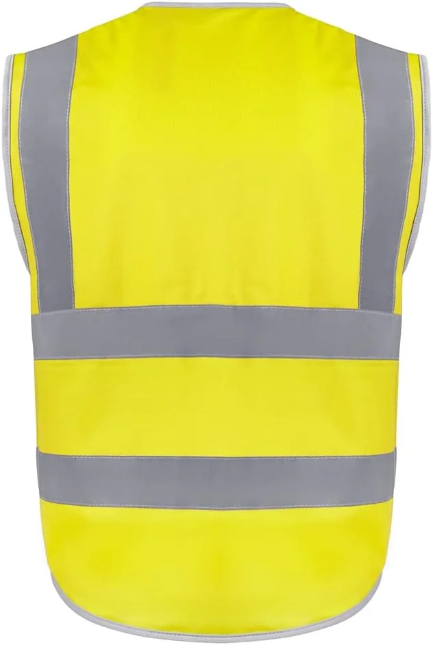 جلیقه ایمنی زیپ دار دید بالا GOGO با 9 جیب و نوارهای بازتابنده، مطابق با استانداردهای ANSI