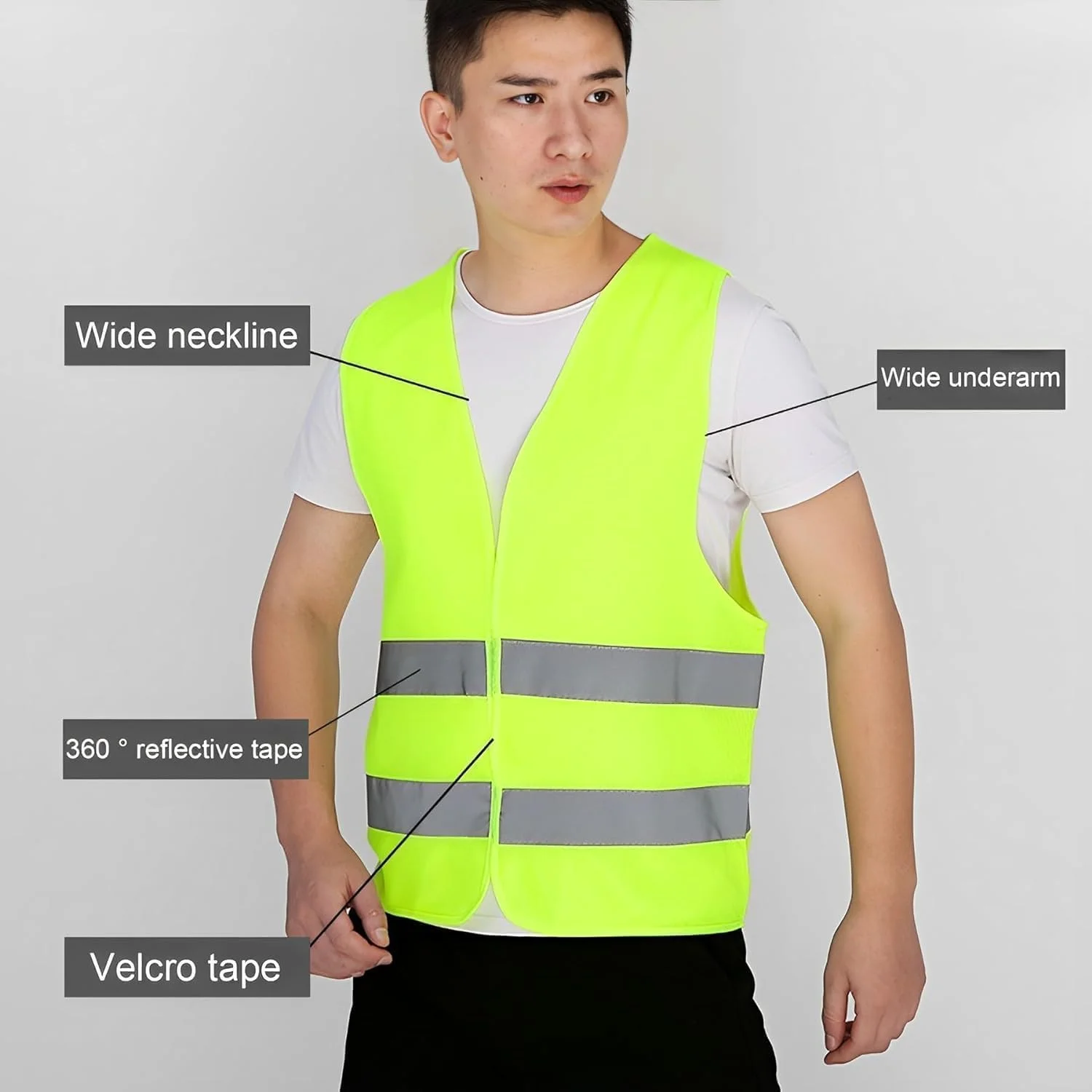 جلیقه ایمنی بسته 10 عددی، جلیقه ساختمانی بازتابنده دید بالا، زرد، نوار نقره ای بازتابنده دید بالا، جلیقه کار کلاس 2 برای مردان، زنان، کار، دوچرخه سواری، دونده، نقشه بردار، سبز، XXL