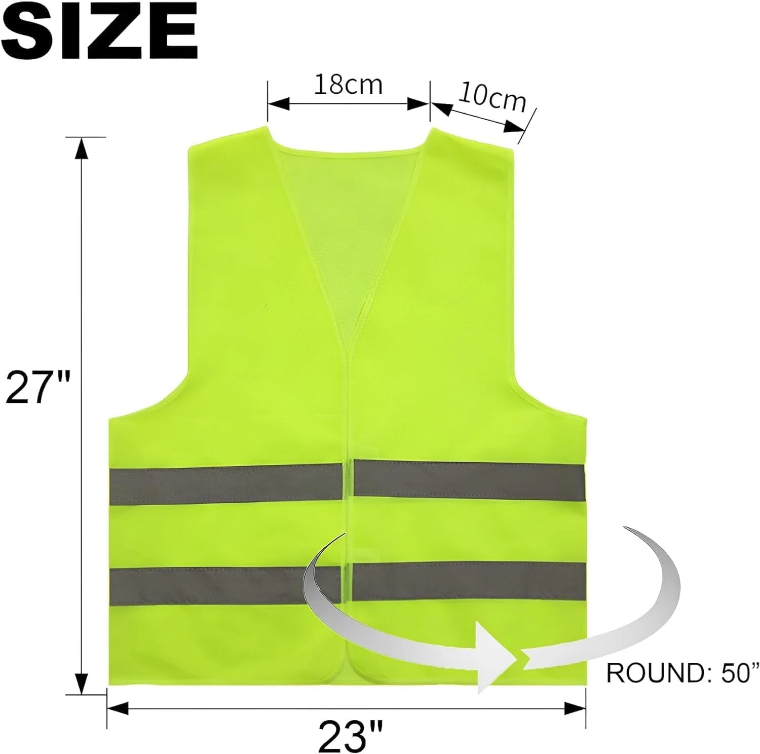 جلیقه ایمنی بسته 10 عددی، جلیقه ساختمانی بازتابنده دید بالا، زرد، نوار نقره ای بازتابنده دید بالا، جلیقه کار کلاس 2 برای مردان، زنان، کار، دوچرخه سواری، دونده، نقشه بردار، سبز، XXL