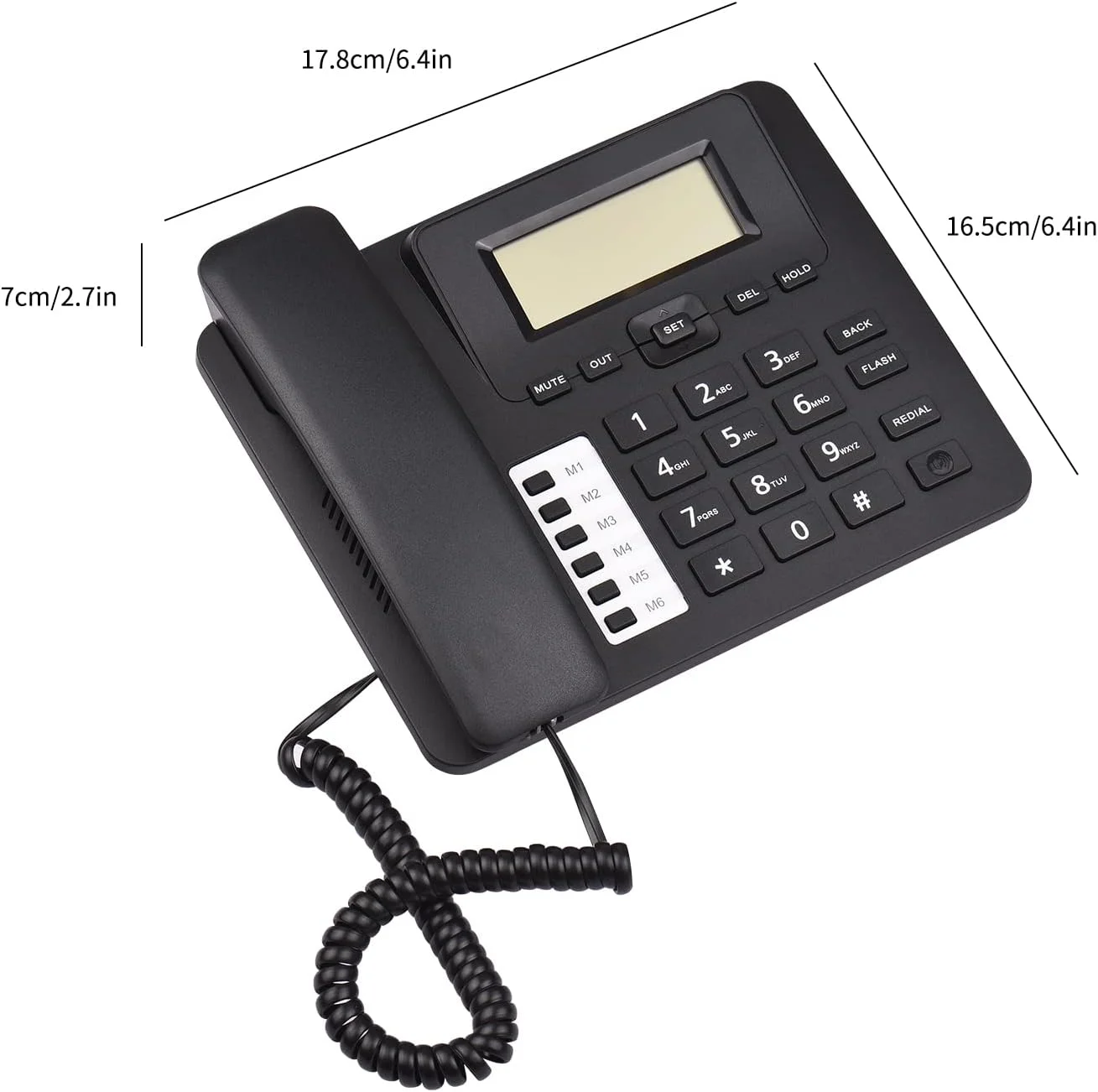 تلفن رومیزی سیم دار مشکی Morelian، تلفن ثابت با سیستم دوگانه DTMF/FSK، پشتیبانی از حالت هندزفری/ شماره گیری مجدد/Flash/ شماره گیری سریع/ کنترل حجم صدای زنگ، دارای تراشه IC داخلی، صدای با کیفیت بالا، نمایش زمان واقعی تاریخ برای سالمندان تلفن رومیزی سیم دار مشکی Morelian، تلفن ثابت با سیستم دوگانه DTMF/FSK، پشتیبانی از حالت هندزفری/ شماره گیری مجدد/Flash/ شماره گیری سریع/ کنترل حجم صدای زنگ، دارای تراشه IC داخلی، صدای با کیفیت بالا، نمایش زمان واقعی تاریخ برای سالمندان