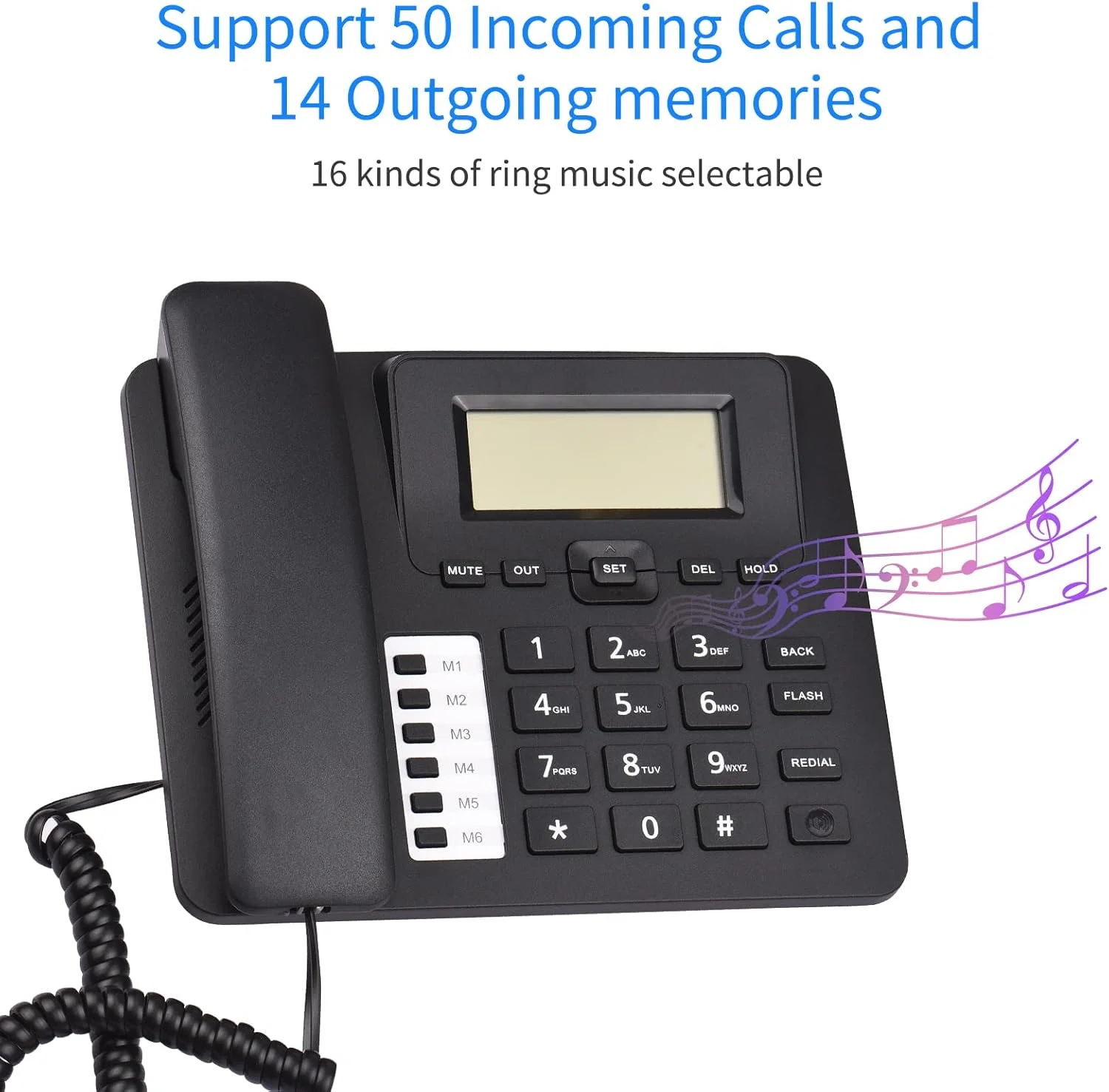 تلفن رومیزی سیم دار مشکی Morelian، تلفن ثابت با سیستم دوگانه DTMF/FSK، پشتیبانی از حالت هندزفری/ شماره گیری مجدد/Flash/ شماره گیری سریع/ کنترل حجم صدای زنگ، دارای تراشه IC داخلی، صدای با کیفیت بالا، نمایش زمان واقعی تاریخ برای سالمندان تلفن رومیزی سیم دار مشکی Morelian، تلفن ثابت با سیستم دوگانه DTMF/FSK، پشتیبانی از حالت هندزفری/ شماره گیری مجدد/Flash/ شماره گیری سریع/ کنترل حجم صدای زنگ، دارای تراشه IC داخلی، صدای با کیفیت بالا، نمایش زمان واقعی تاریخ برای سالمندان