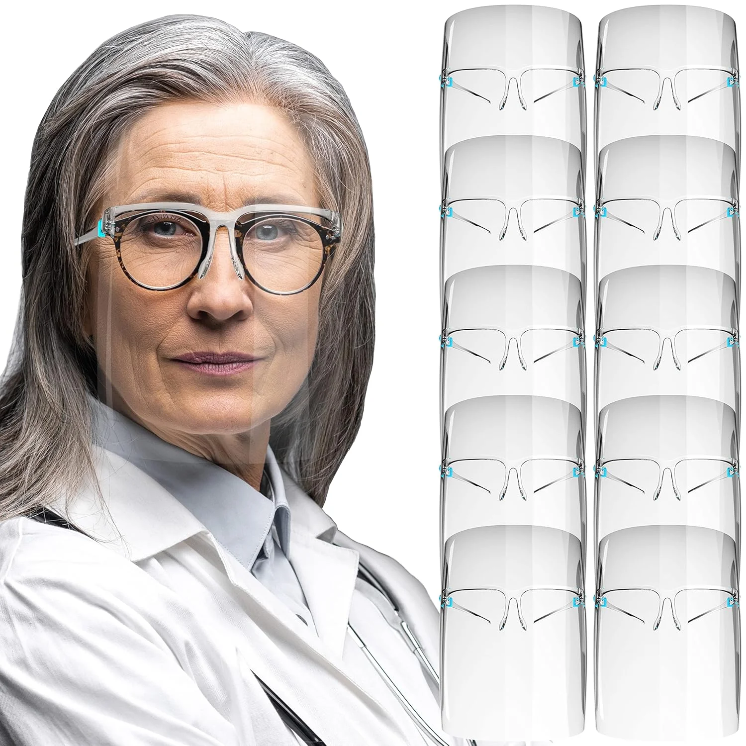 محافظ صورت Vyzor با فریم عینک، بسته 11 عددی - محافظت ایمنی برای ماسک صورت - ماسک محافظ صورت ضد مه - پلاستیکی شفاف - محافظ صورت - محافظ صورت برای زنان و مردان محافظ صورت Vyzor با فریم عینک، بسته 11 عددی - محافظت ایمنی برای ماسک صورت - ماسک محافظ صورت ضد مه - پلاستیکی شفاف - محافظ صورت - محافظ صورت برای زنان و مردان