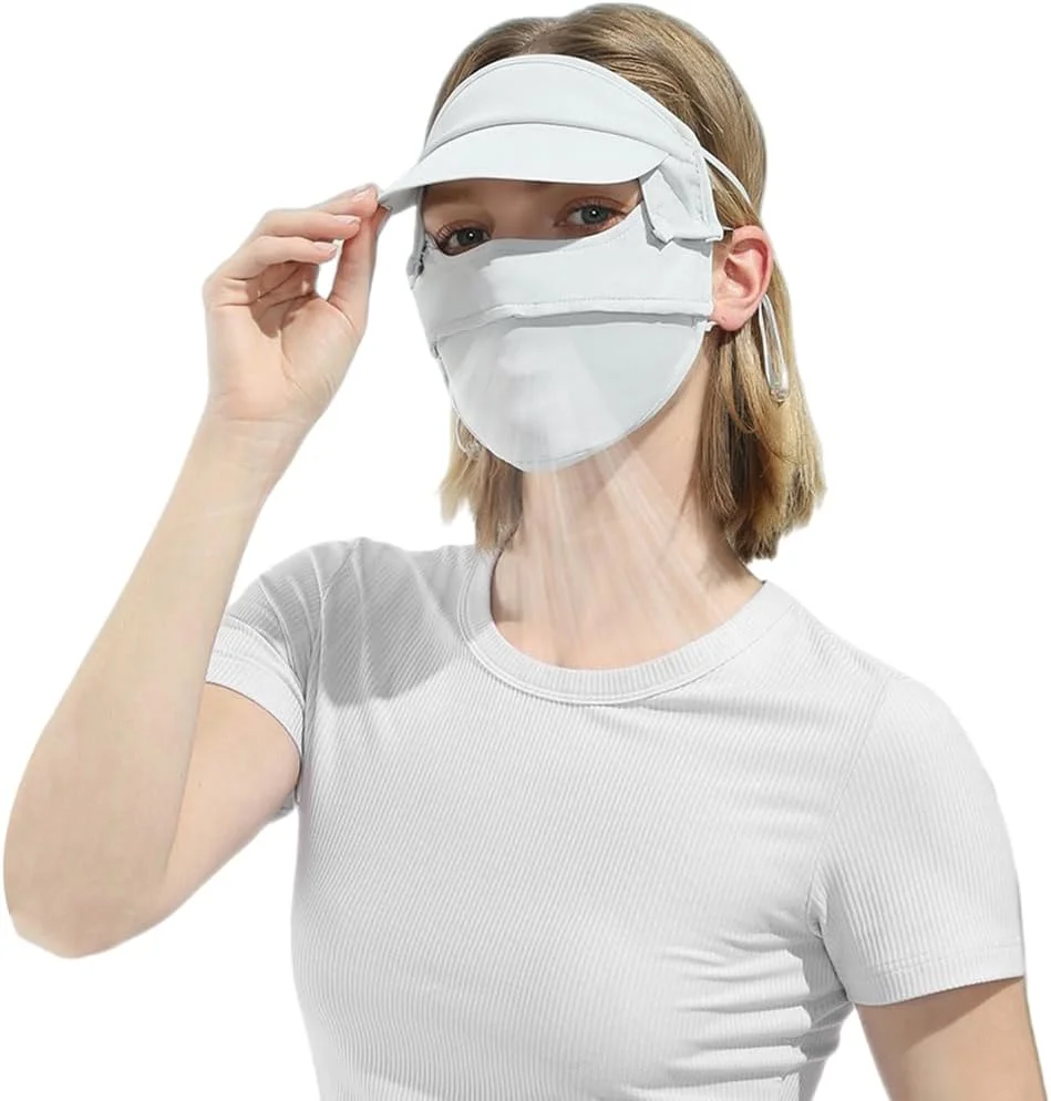 ماسک صورت محافظت در برابر اشعه ماوراء بنفش HANNEA®، ماسک صورت زنانه با نقاب آفتابی UPF 50+ محافظت کامل از صورت در برابر آفتاب، ماسک صورت ابریشمی خنک یخی تابستانی، ضد آفتاب ورزشی برای دویدن، رانندگی، پیاده روی