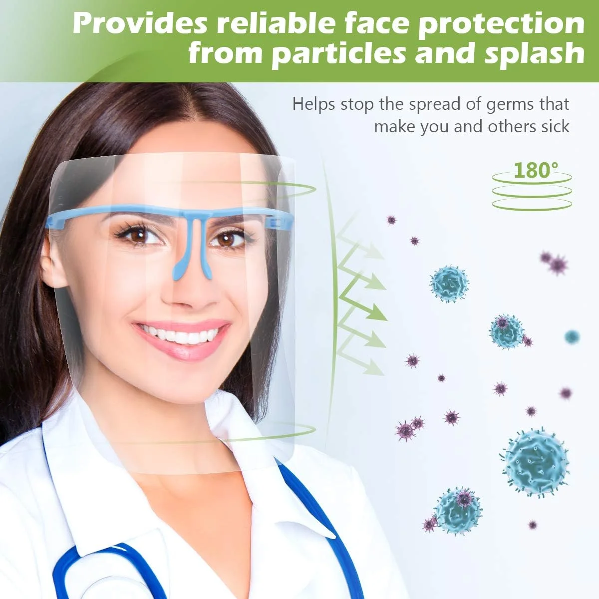 محافظ صورت ایمنی KeeKit، بسته 10 عددی پوشش محافظ صورت ضد مه و قابل تنظیم، محافظ صورت کامل دندانپزشکی ضد بزاق قابل استفاده مجدد با فیلم های محافظ پلاستیکی قابل تعویض برای خانه، آشپزخانه، صنعت