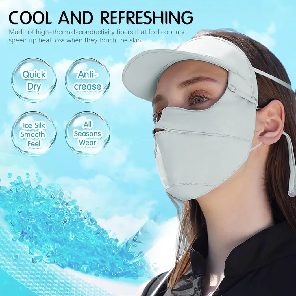 ماسک صورت محافظت در برابر اشعه ماوراء بنفش HANNEA®، ماسک صورت زنانه با نقاب آفتابی UPF 50+ محافظت کامل از صورت در برابر آفتاب، ماسک صورت ابریشمی خنک یخی تابستانی، ضد آفتاب ورزشی برای دویدن، رانندگی، پیاده روی ماسک صورت محافظت در برابر اشعه ماوراء بنفش HANNEA®، ماسک صورت زنانه با نقاب آفتابی UPF 50+ محافظت کامل از صورت در برابر آفتاب، ماسک صورت ابریشمی خنک یخی تابستانی، ضد آفتاب ورزشی برای دویدن، رانندگی، پیاده روی