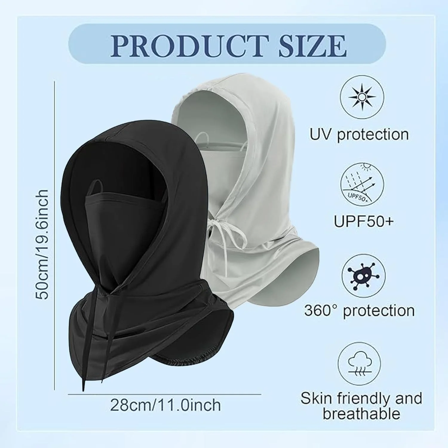 ست 2 عددی کلاه بالاکلاوا تابستانی محافظت در برابر آفتاب و اشعه ماوراء بنفش، کلاه نقاب دار تنفسی پوشش کامل صورت برای مردان و زنان، مناسب موتورسواری، دوچرخه سواری، ماهیگیری و اسکی