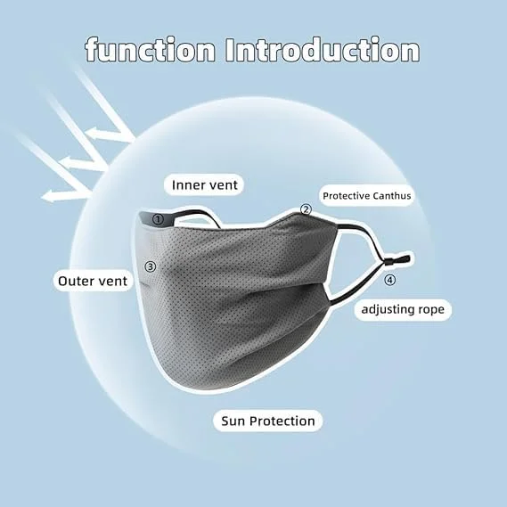 محافظ صورت UV سه عددی، ماسک صورت قابل شستشو و استفاده مجدد برای محافظت در برابر آفتاب، مناسب موتورسواری، دویدن، ورزش و سایر ورزش ها (مشکی، خاکستری، سرمه ای)