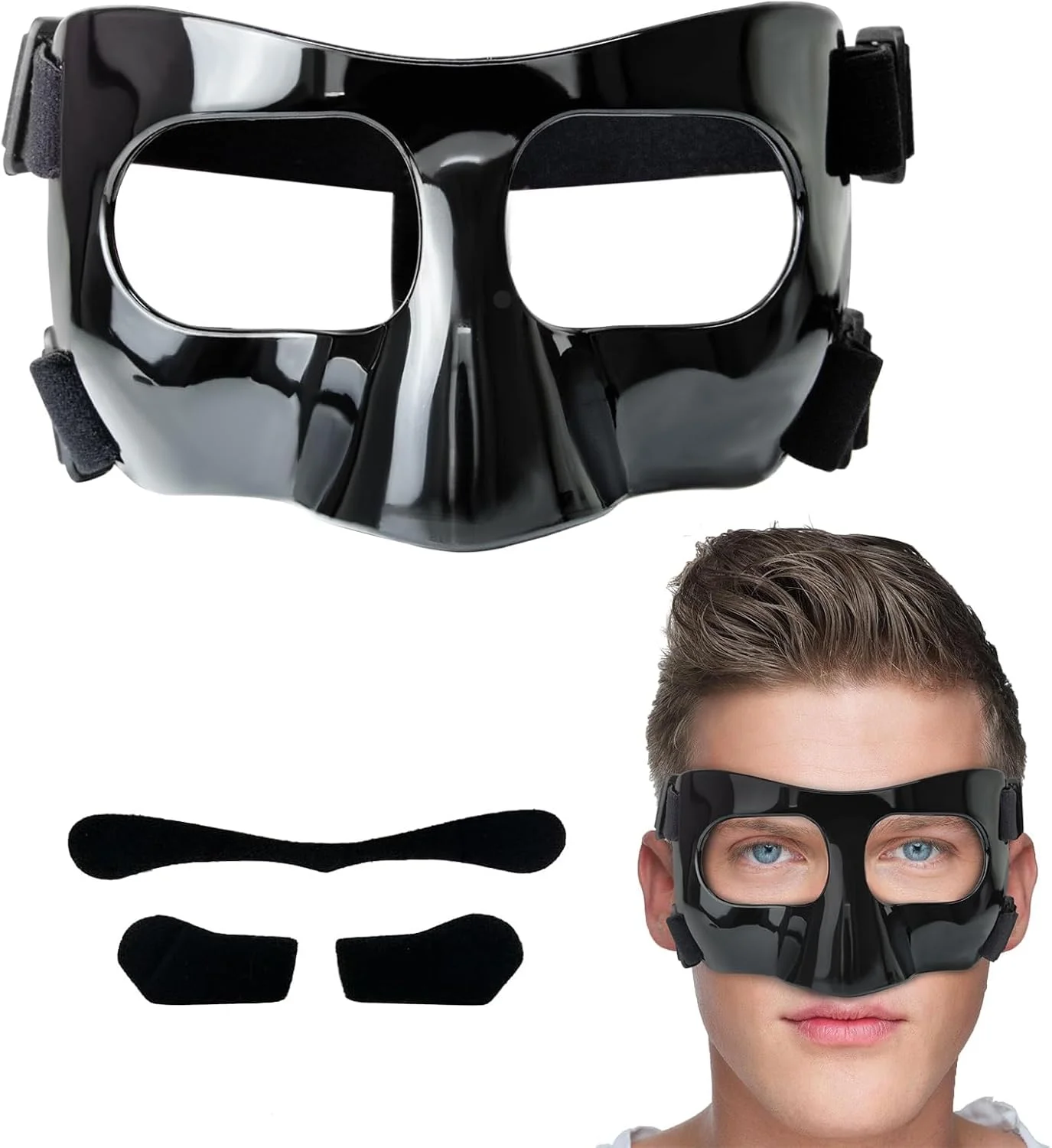 محافظ بینی NALACAL برای شکستگی بینی، ماسک محافظ صورت برای ورزش های فوتبال و بسکتبال، قابل تنظیم برای بزرگسالان و نوجوانان، مناسب برای مردان و زنان