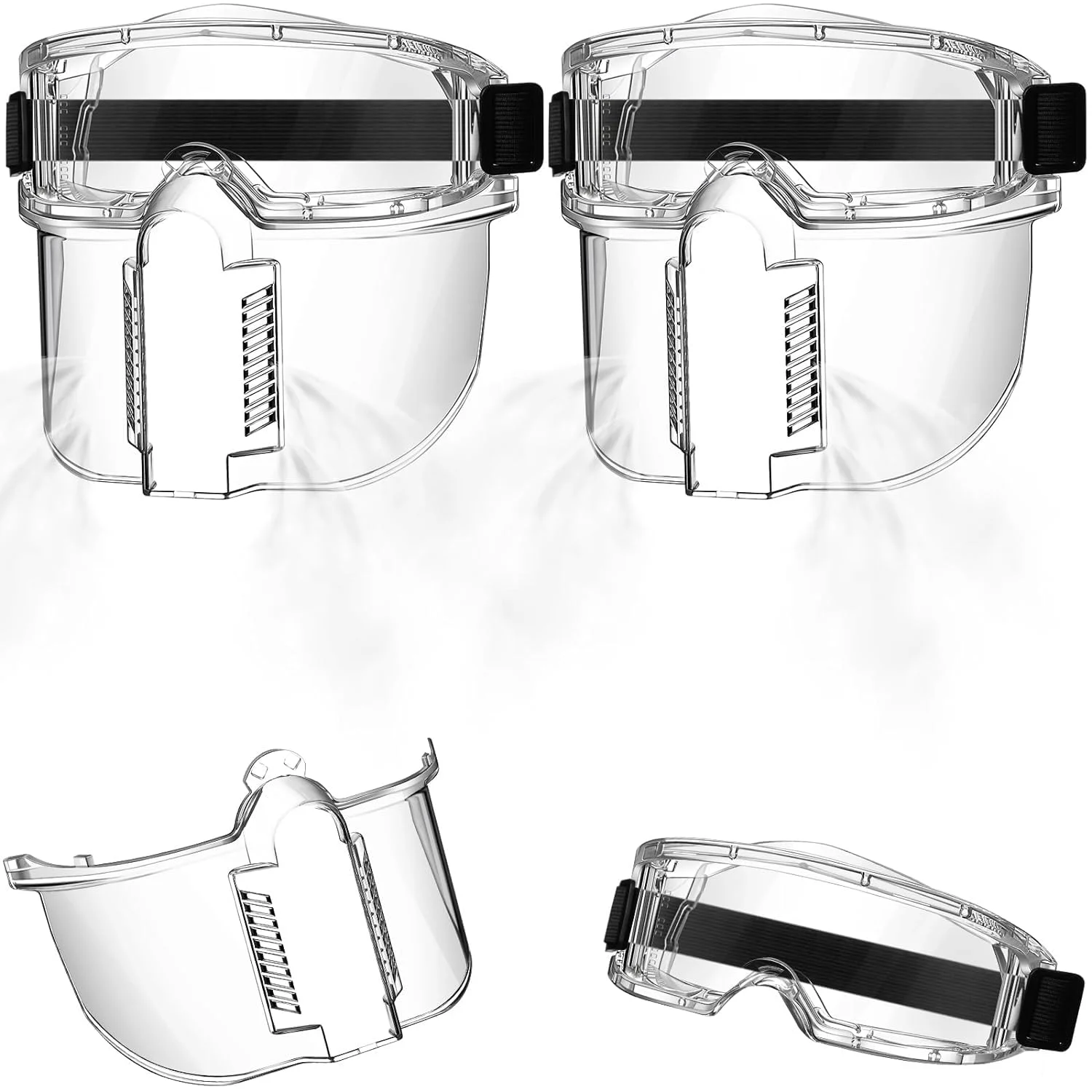 محافظ صورت شفاف - 2 عدد پلاستیکی شفاف قابل تنظیم بادوام قابل شستشو، سازگار با عینک و سایر پوشش های صورت، محافظ ایمنی کامل صورت، محافظ دهان محافظت کامل از صورت محافظ صورت شفاف - 2 عدد پلاستیکی شفاف قابل تنظیم بادوام قابل شستشو، سازگار با عینک و سایر پوشش های صورت، محافظ ایمنی کامل صورت، محافظ دهان محافظت کامل از صورت