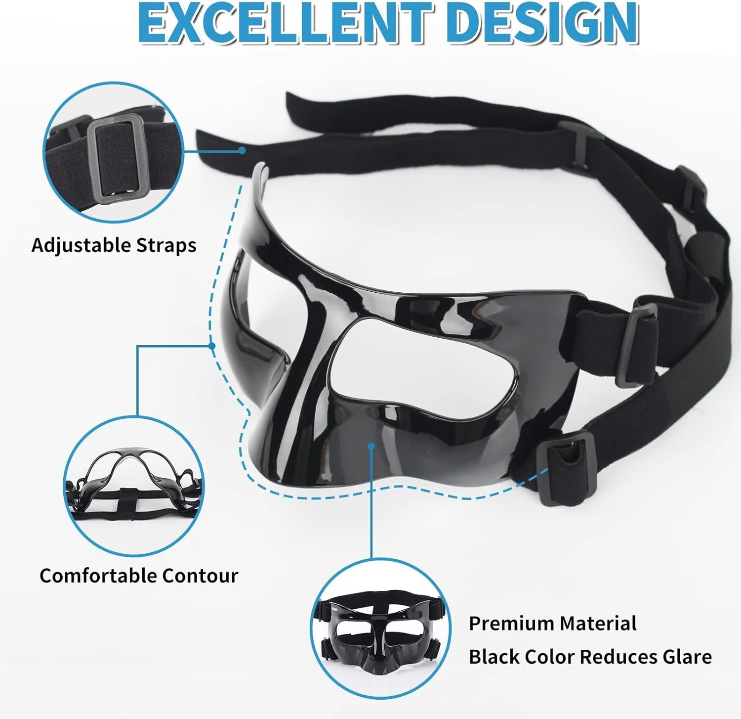 محافظ بینی NALACAL برای شکستگی بینی، ماسک محافظ صورت برای ورزش های فوتبال و بسکتبال، قابل تنظیم برای بزرگسالان و نوجوانان، مناسب برای مردان و زنان