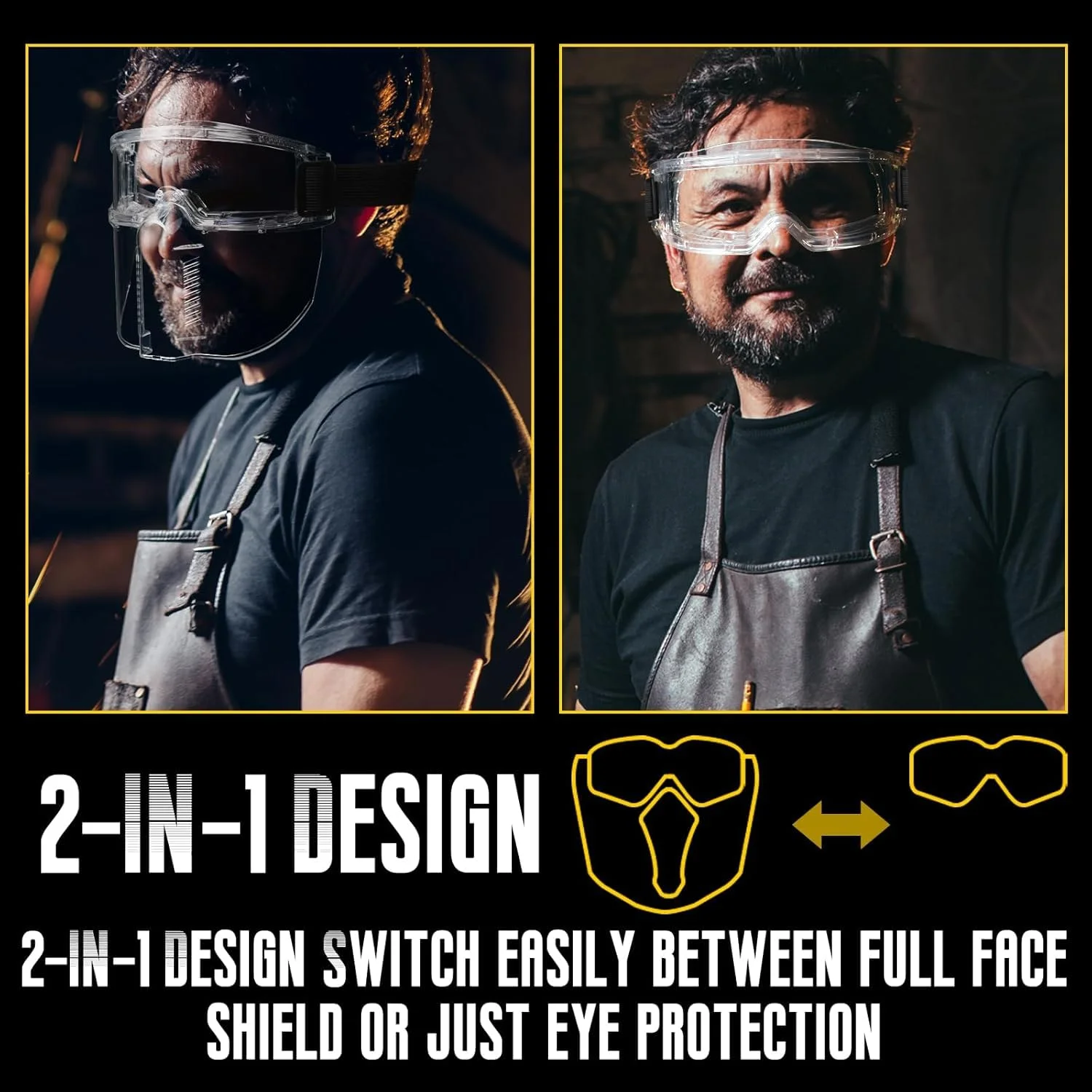 محافظ صورت شفاف - 2 عدد پلاستیکی شفاف قابل تنظیم بادوام قابل شستشو، سازگار با عینک و سایر پوشش های صورت، محافظ ایمنی کامل صورت، محافظ دهان محافظت کامل از صورت