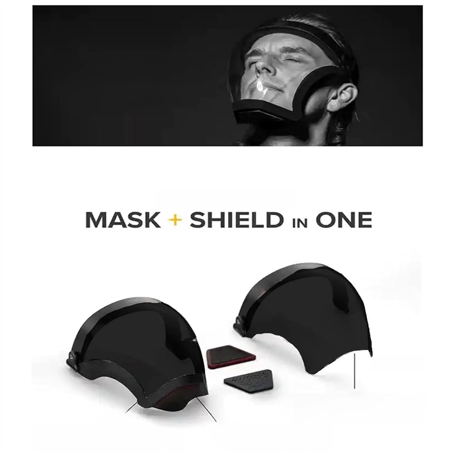 محافظ صورت کامل THE WHITE SHOP، ماسک محافظ صورت پلاستیکی با وضوح بالا برای کار، محافظ صورت کامل برای چشم، بینی، دهان، ماسک محافظ صورت کامل قابل استفاده مجدد (خاکستری تیره)