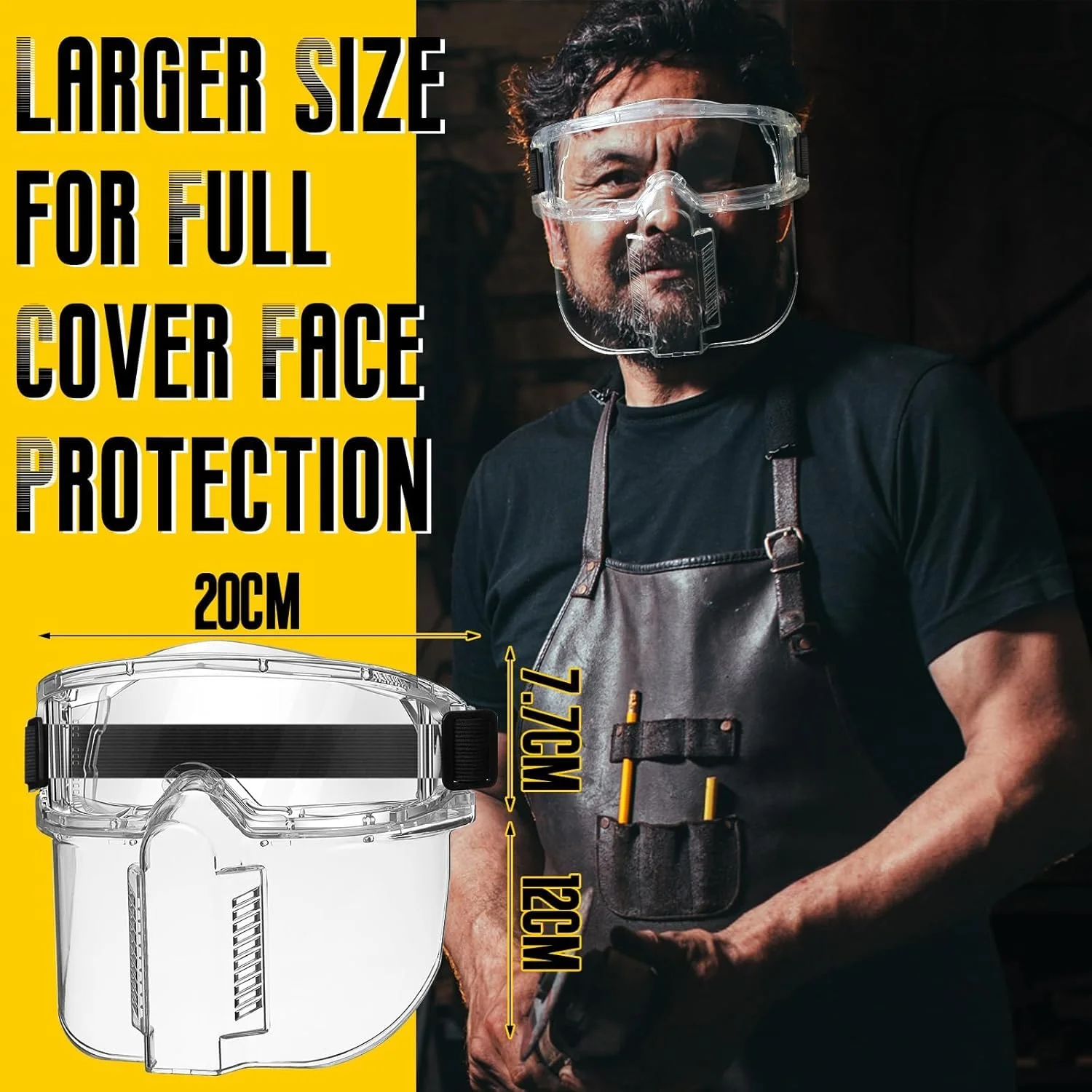 محافظ صورت شفاف - 2 عدد پلاستیکی شفاف قابل تنظیم بادوام قابل شستشو، سازگار با عینک و سایر پوشش های صورت، محافظ ایمنی کامل صورت، محافظ دهان محافظت کامل از صورت