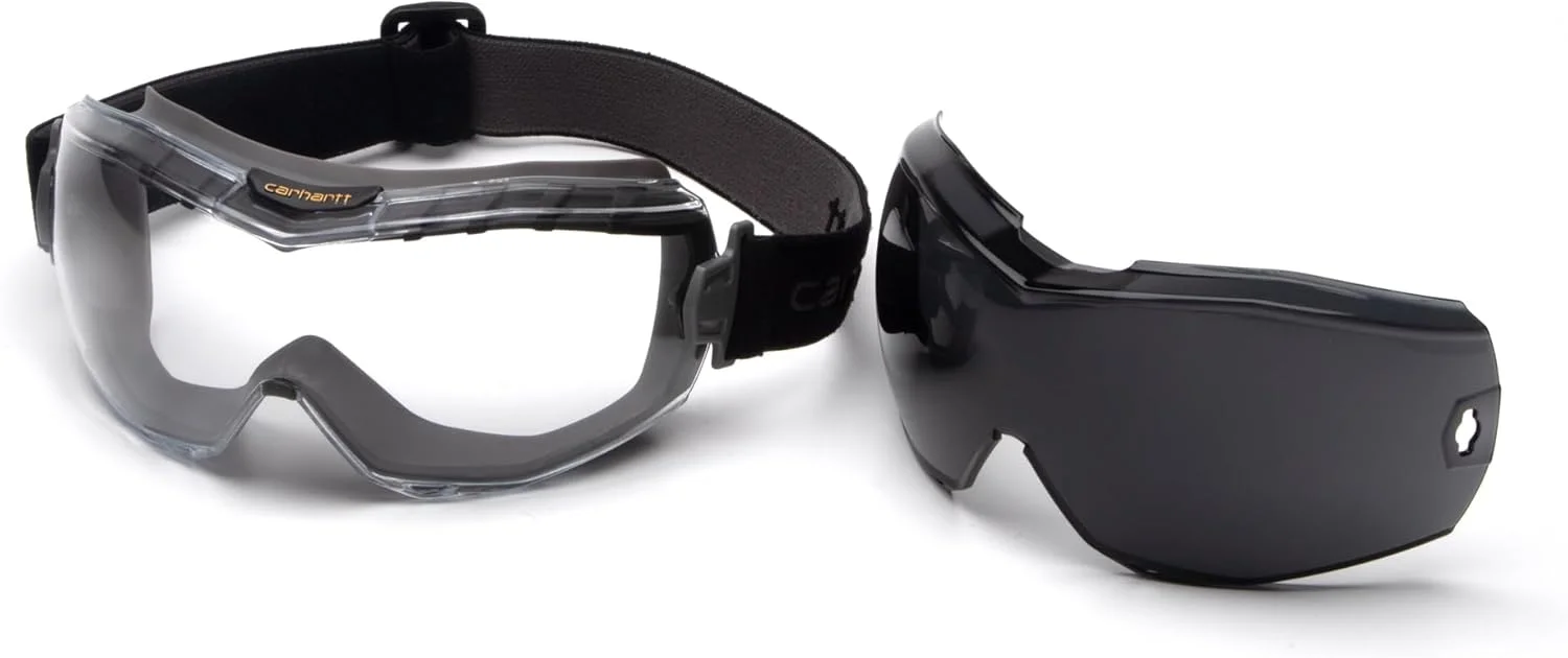 کیت عینک ایمنی Carhartt با لنزهای ضد مه قابل تعویض شفاف و خاکستری دارای استاندارد ANSI