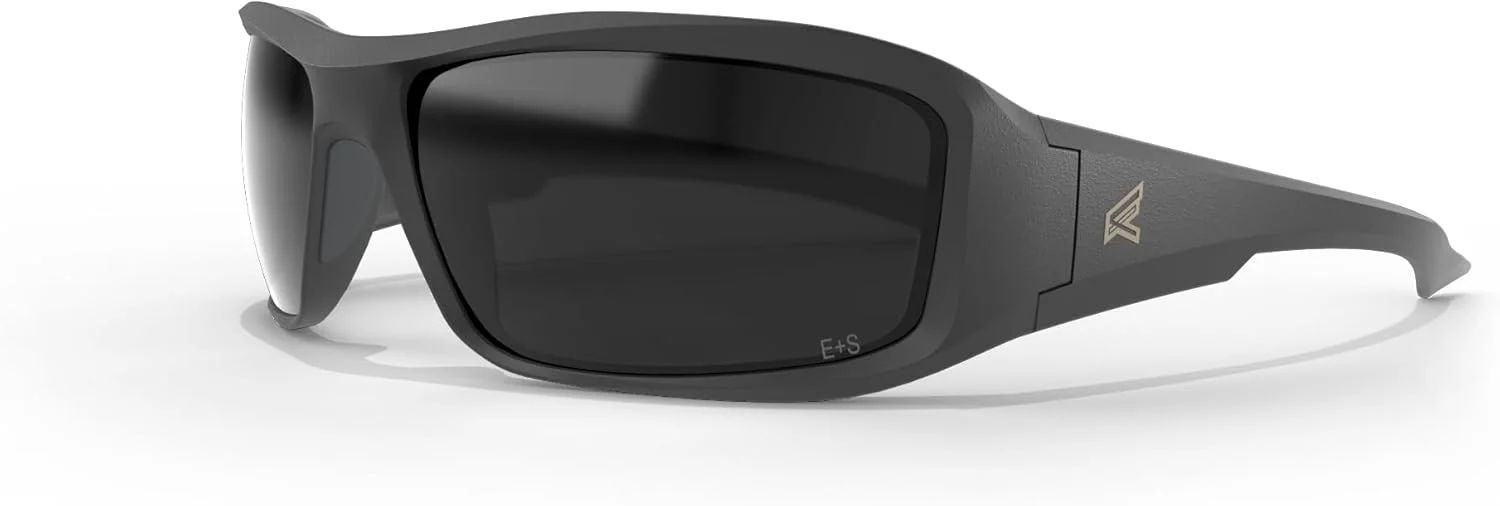 عینک ایمنی ضد بخار و ضد خش پلاریزه Edge TXB236VS Brazeau Torque، ضد لغزش، UV 400، درجه نظامی ANSI/ISEA & MCEPS، عرض 5.04 اینچ، فریم مشکی مات با لوگوی قرمز E / لنز دودی