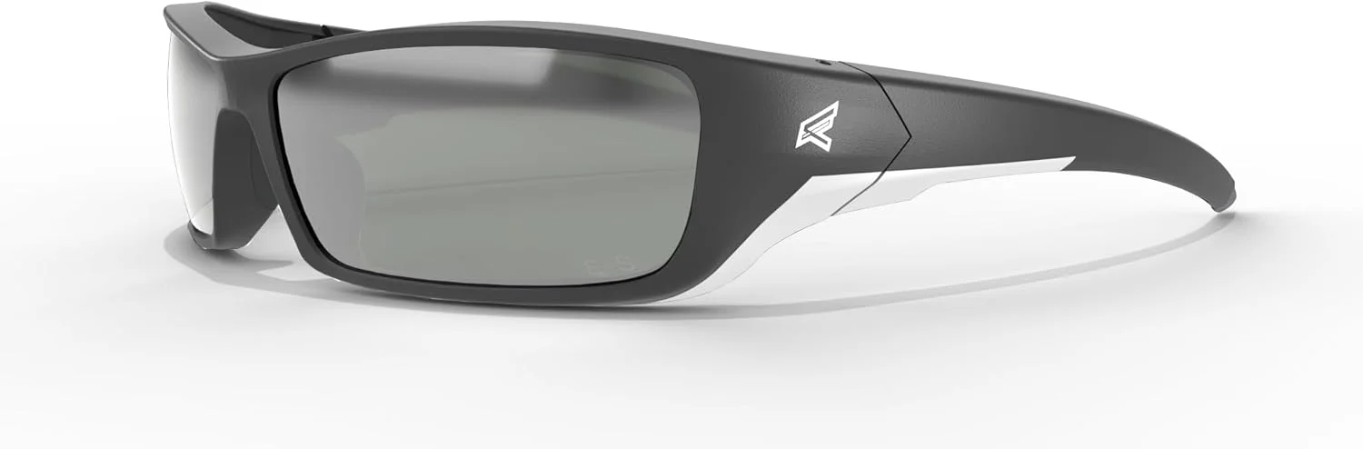 عینک ایمنی آفتابی پلاریزه دورپیچ EDGE Reclus، ضد خش، ضد لغزش، UV 400، درجه نظامی، مطابق با ANSI/ISEA & MCEPS، عرض 5.04 اینچ، فریم مشکی/لنز آینه ای نقره ای G-15