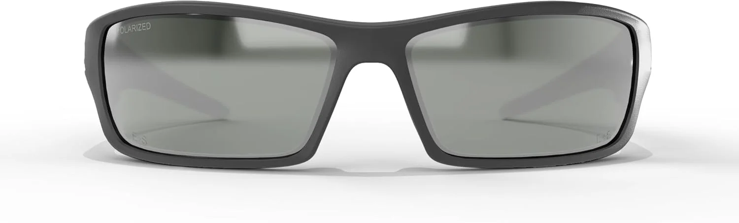 عینک ایمنی آفتابی پلاریزه دورپیچ EDGE Reclus، ضد خش، ضد لغزش، UV 400، درجه نظامی، مطابق با ANSI/ISEA & MCEPS، عرض 5.04 اینچ، فریم مشکی/لنز آینه ای نقره ای G-15