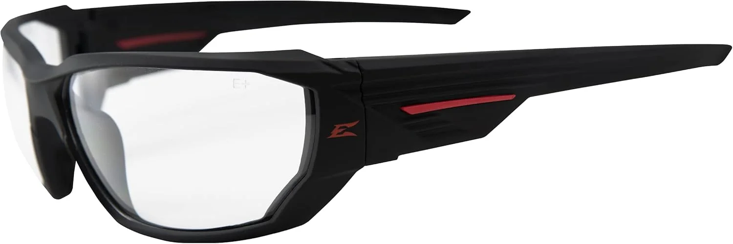 عینک ایمنی دورپیچ Edge Dawson (فریم مشکی مات، لنز شفاف) محافظت UV400، ضد خش و ضد لغزش، مناسب برای استفاده طولانی مدت