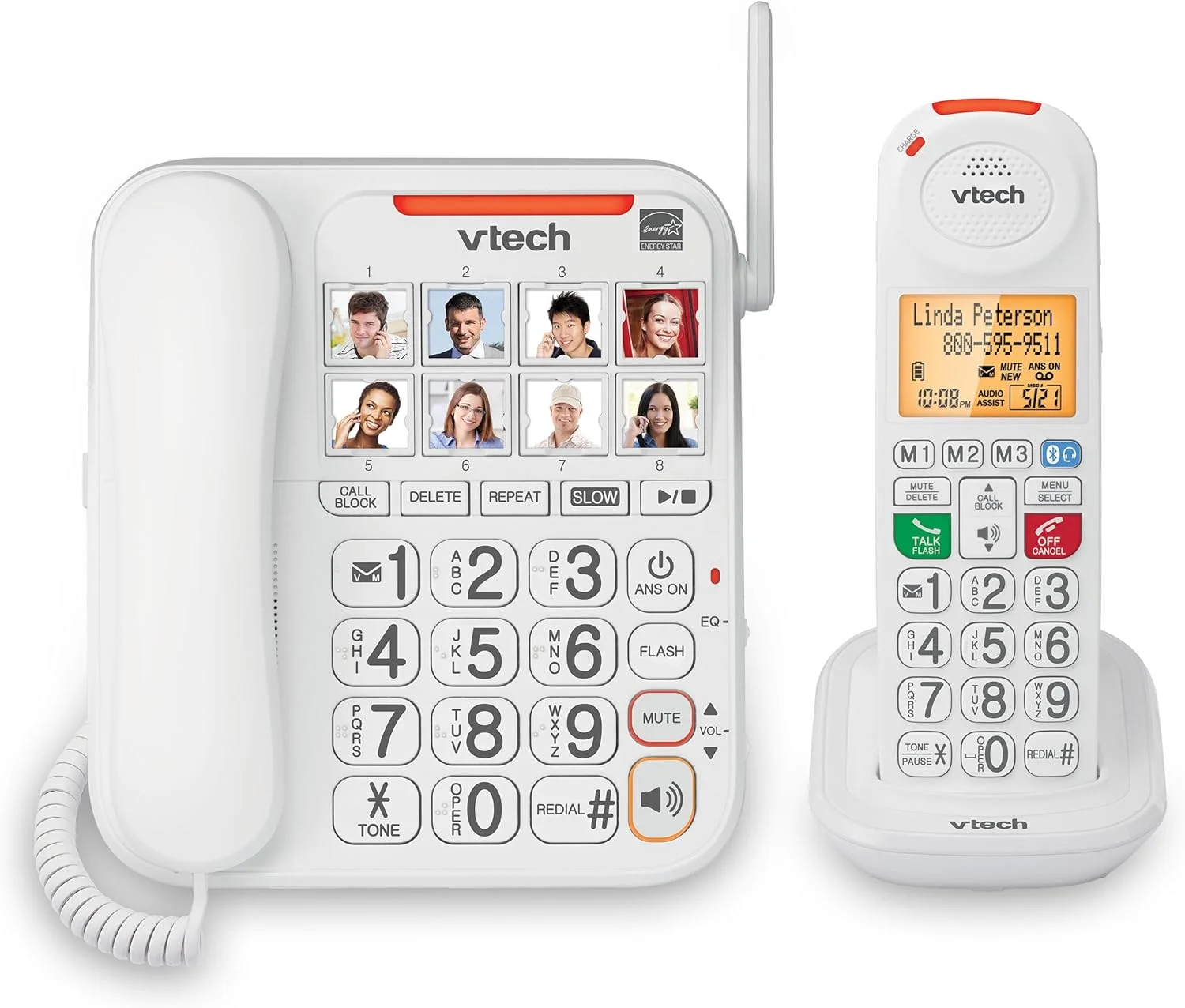 VTech SN5147 Amplified Corded/Cordless Senior Phone with Answering Machine, Call Blocking, 90dB Extra-loud Visual Ringer, One-touch Audio Assist on Handset up to 50dB, Big Buttons and Large Display VTech SN5147 Amplified Corded/Cordless Senior Phone with Answering Machine, Call Blocking, 90dB Extra-loud Visual Ringer, One-touch Audio Assist on Handset up to 50dB, Big Buttons and Large Display